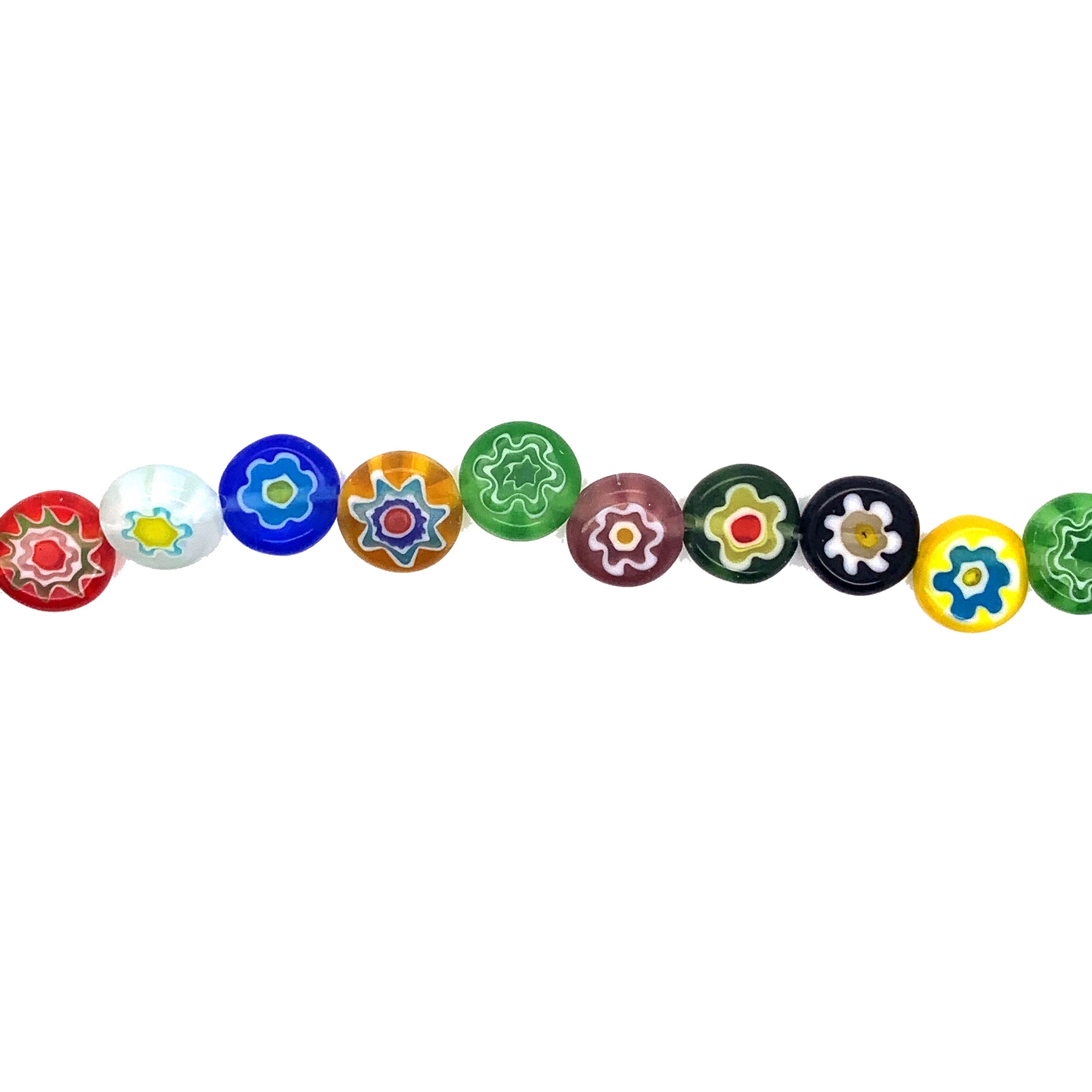 Multicolor Flat Millefiori Beads 10mm