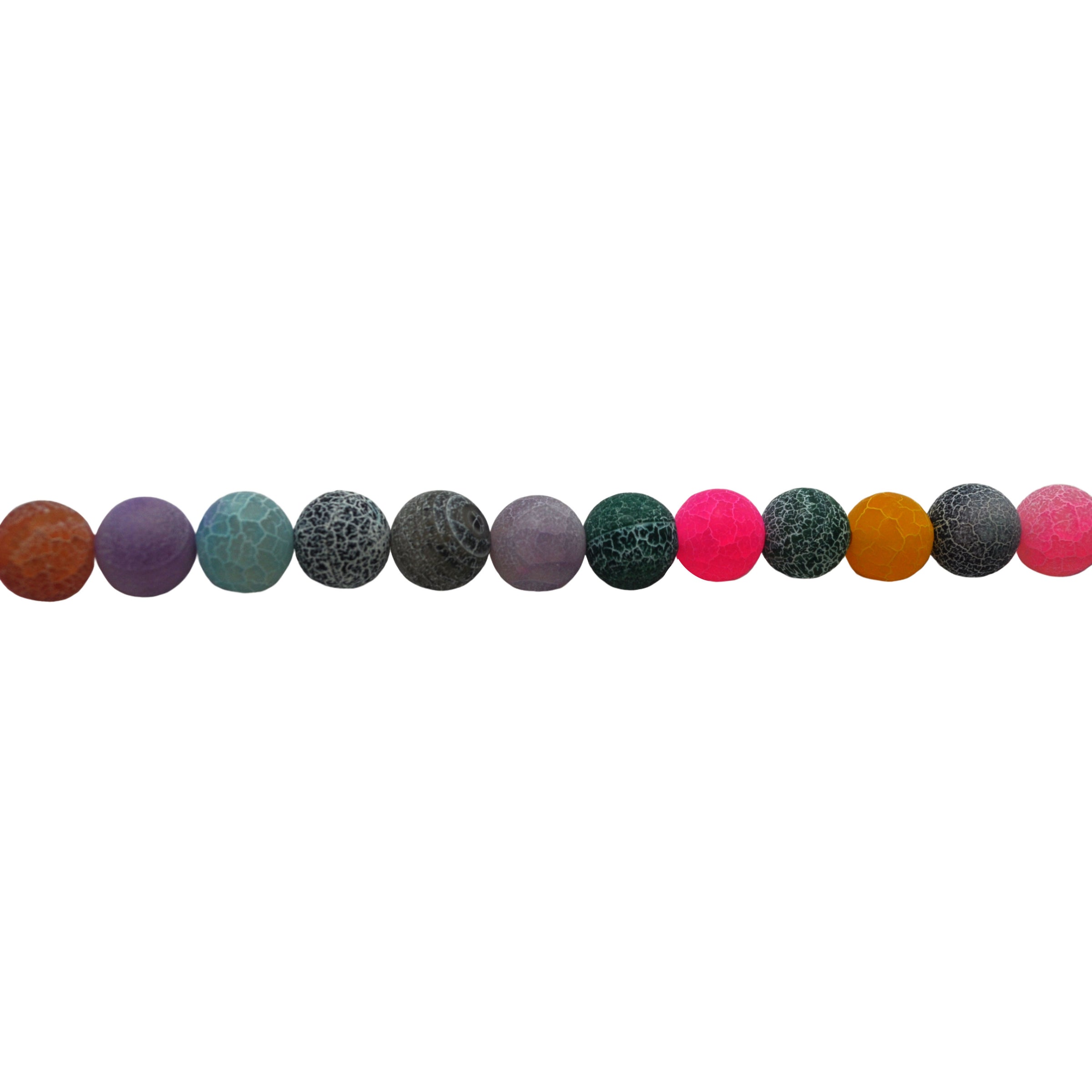 Multicolor Frosted Cracked Agate - Round Beads 10mm