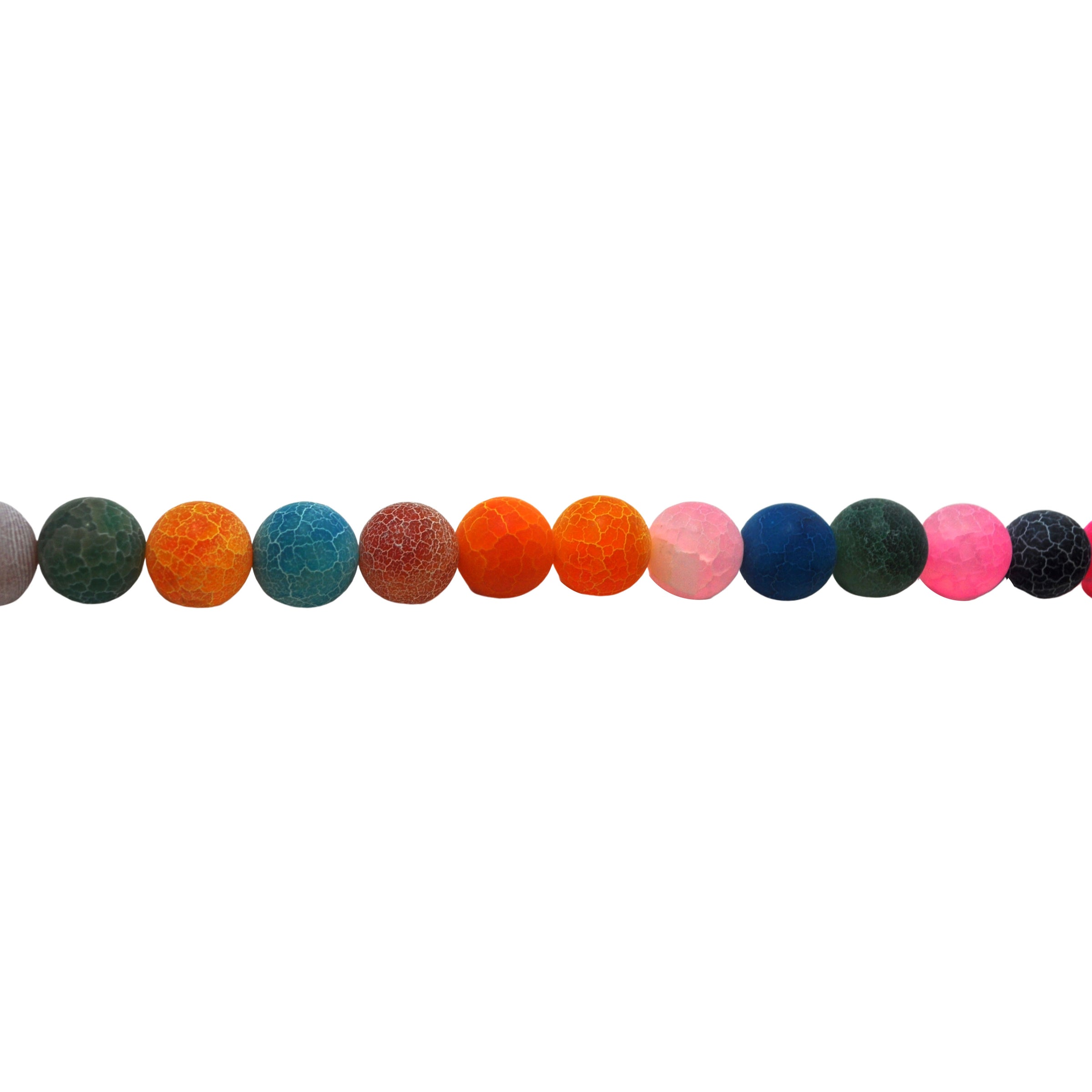 Multicolor Frosted Cracked Agate - Round Beads 12mm