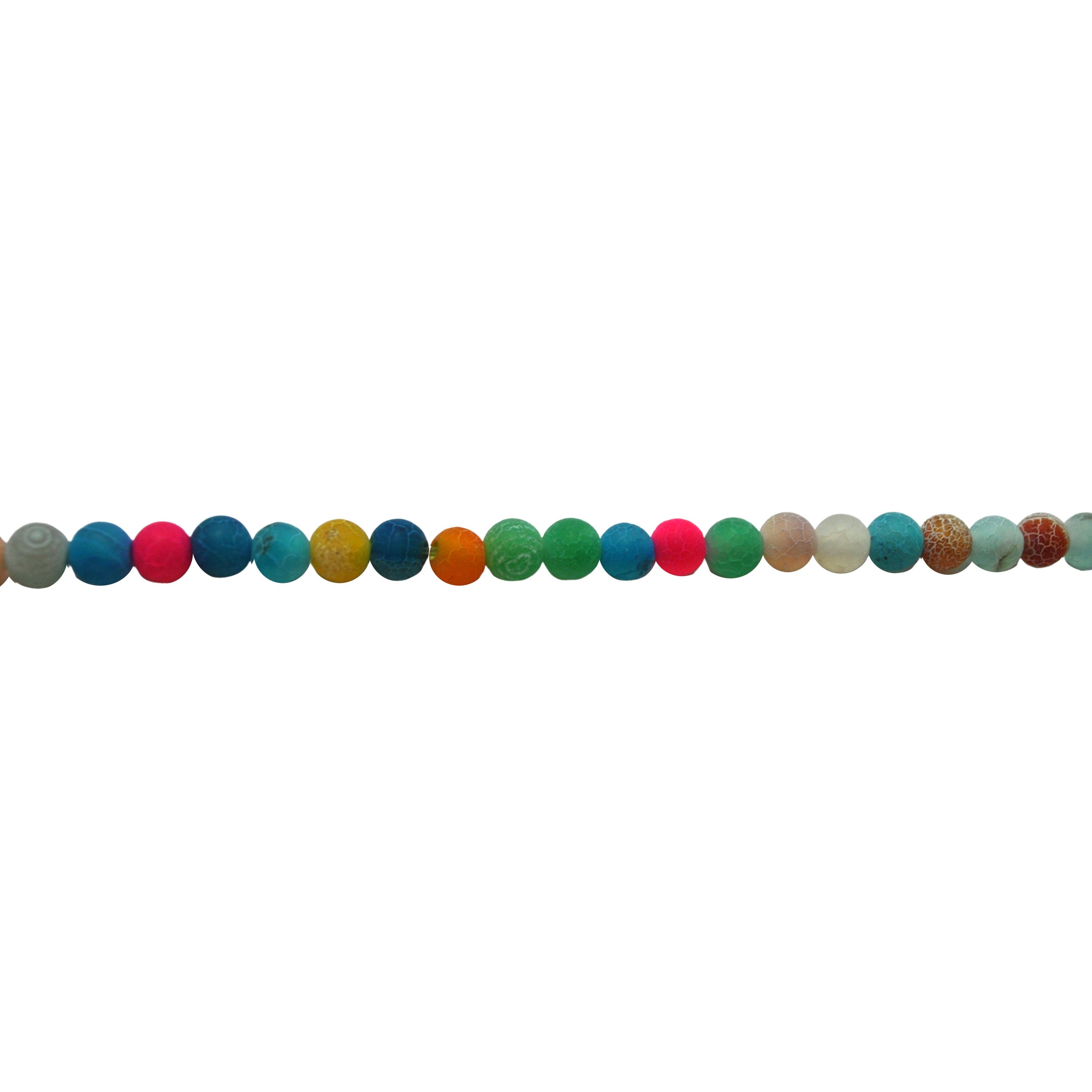 Multicolor Frosted Cracked Agate - Round Beads 6mm