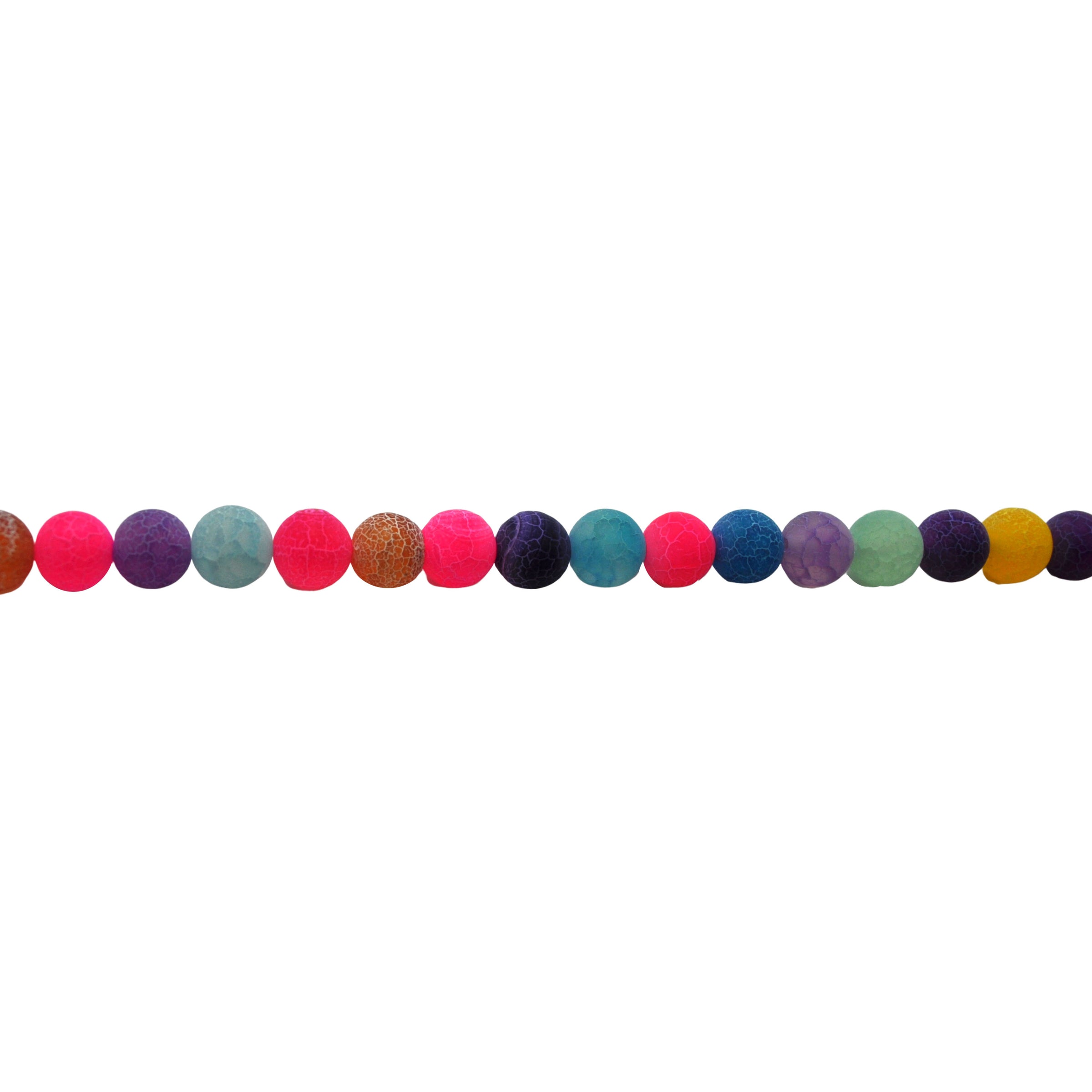 Multicolor Frosted Cracked Agate - Round Beads 8mm