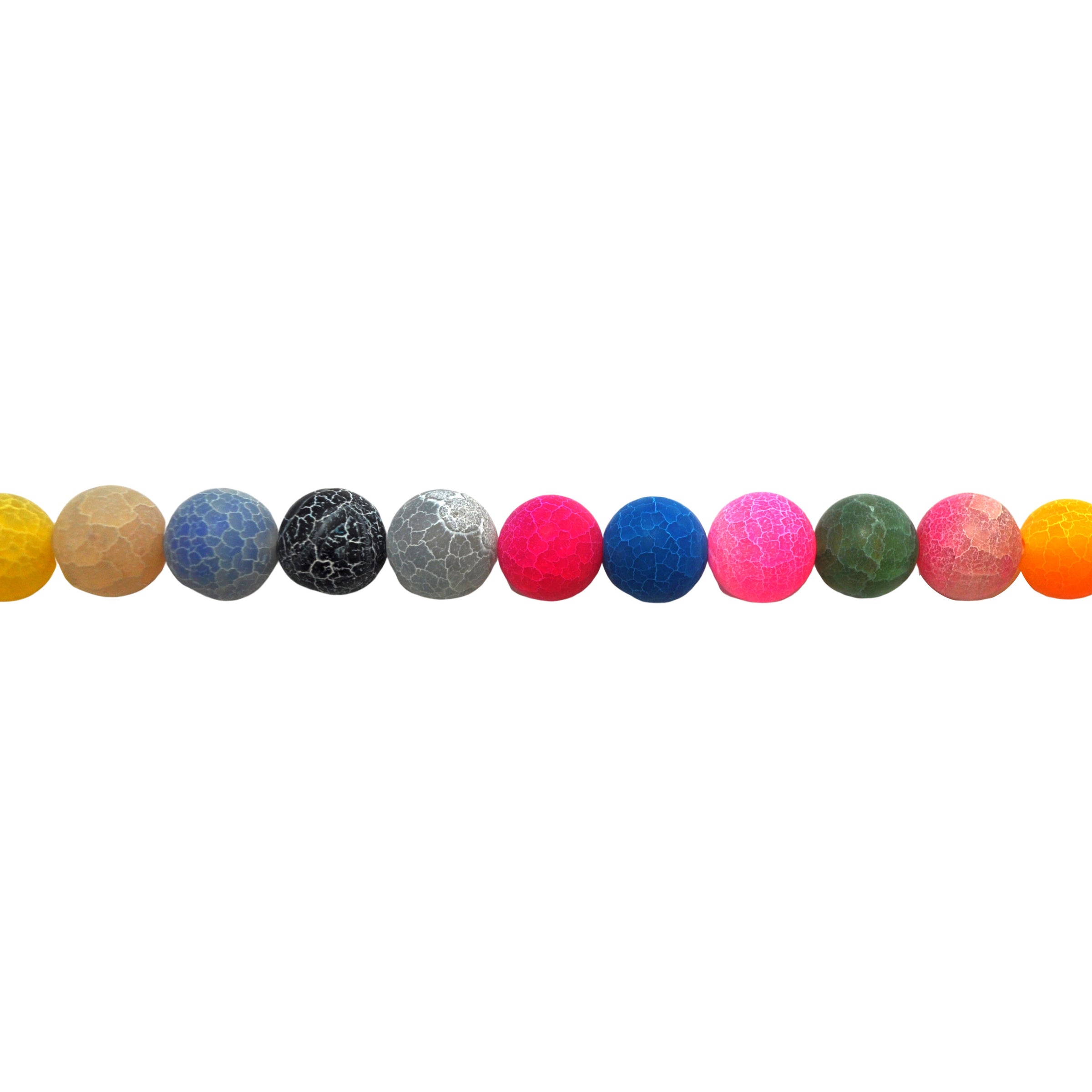 Multicolor Frosted Cracked Agate Beads 14mm