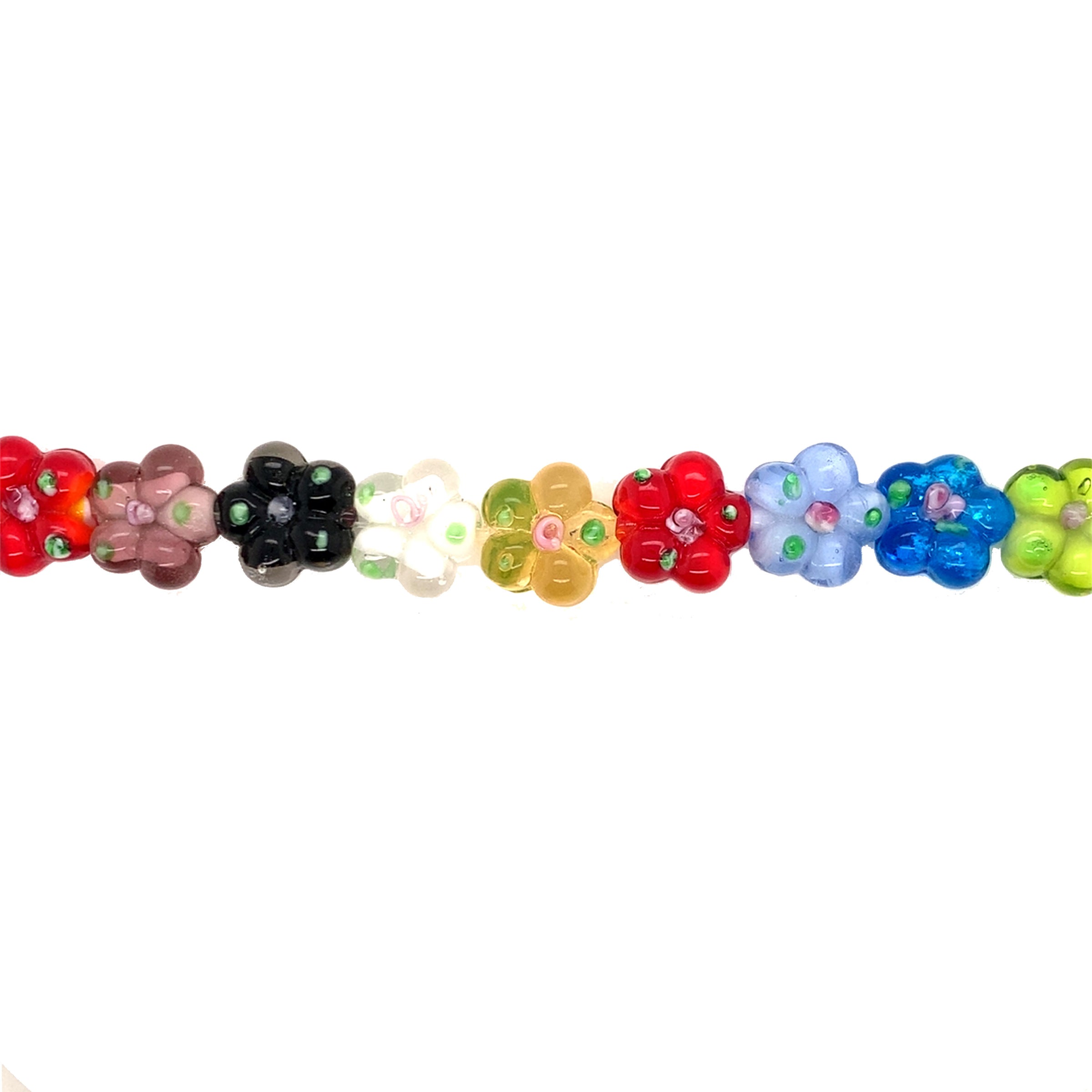 Multicolor Glass Flower Beads 14.5mm