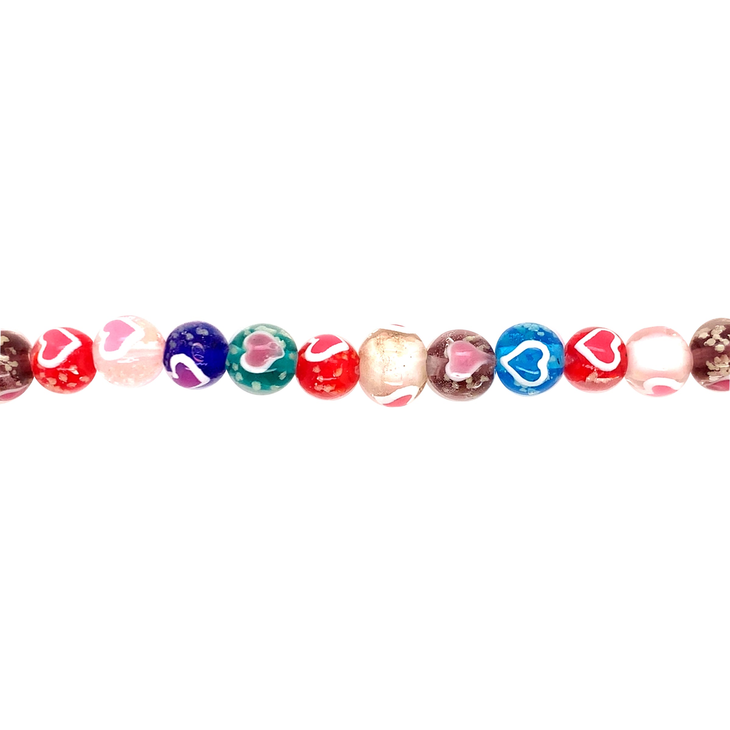 Multicolor Glass Heart Beads 10mm