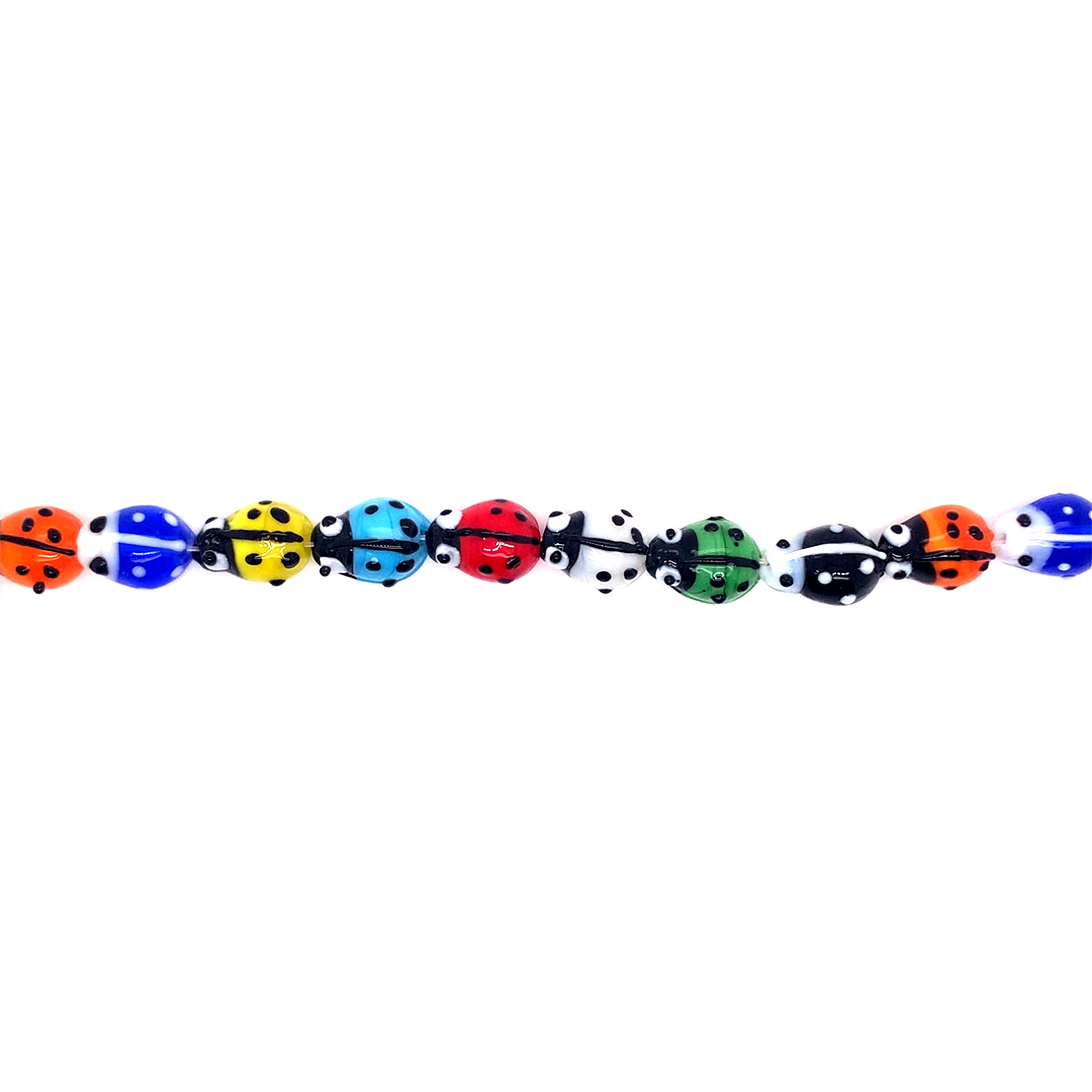 Multicolor Lady Bug Glass Beads