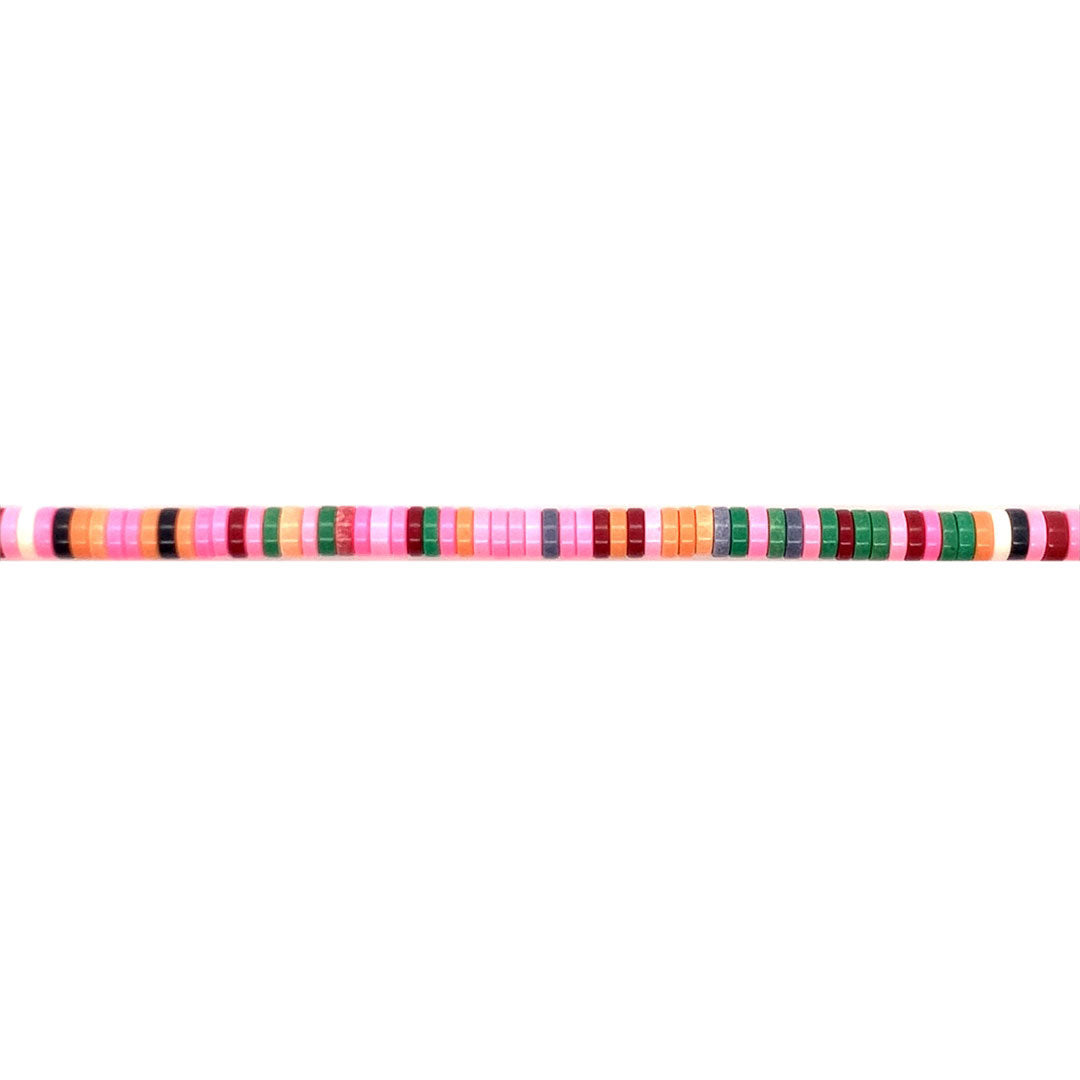 Multicolor Pink Stone Heishi Rondelle Beads 4mm