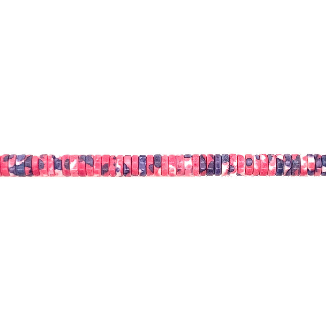 Multicolor Pink Stone Rondelle Heishi Beads 4mm
