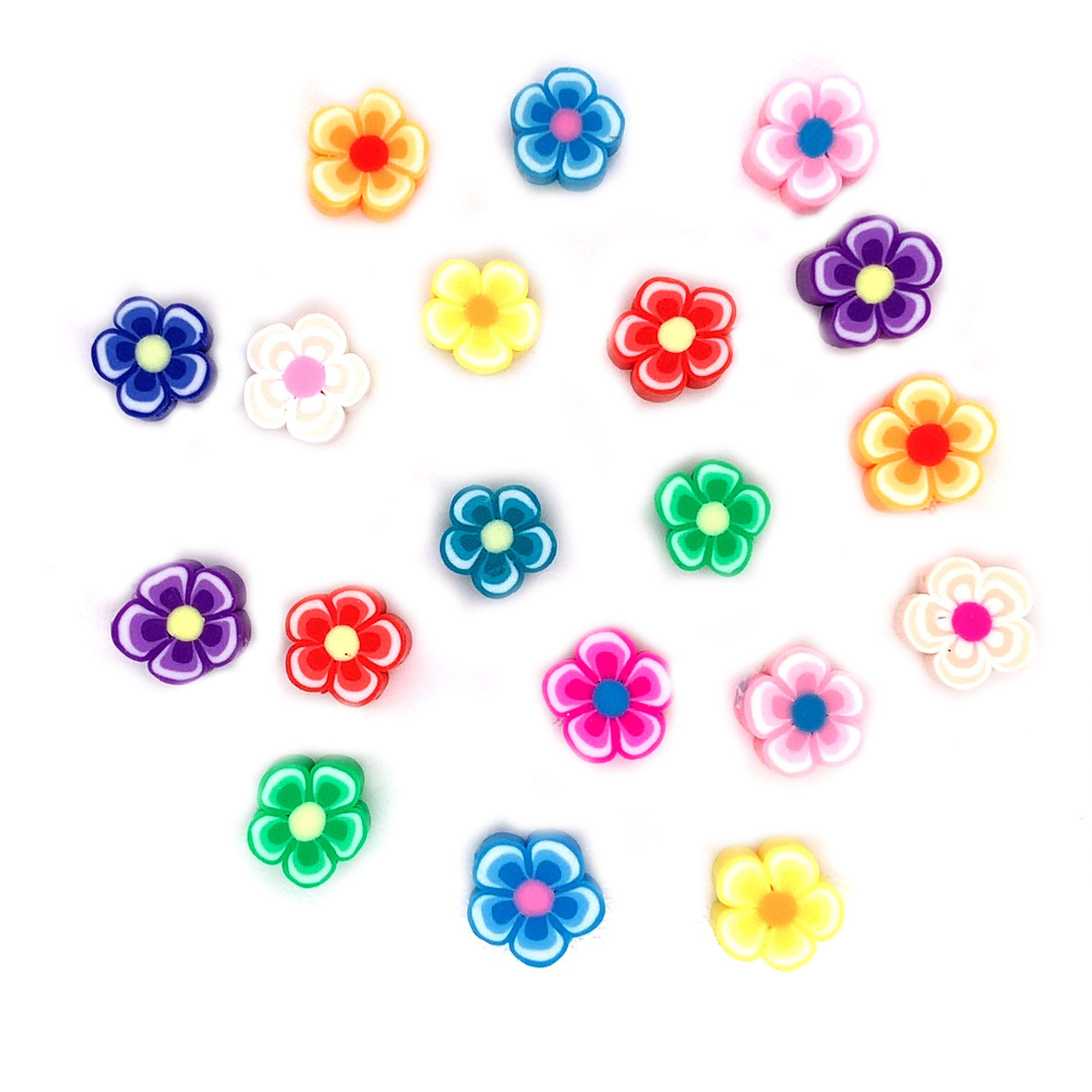 Multicolor Polymer Clay Flower Beads 10mm