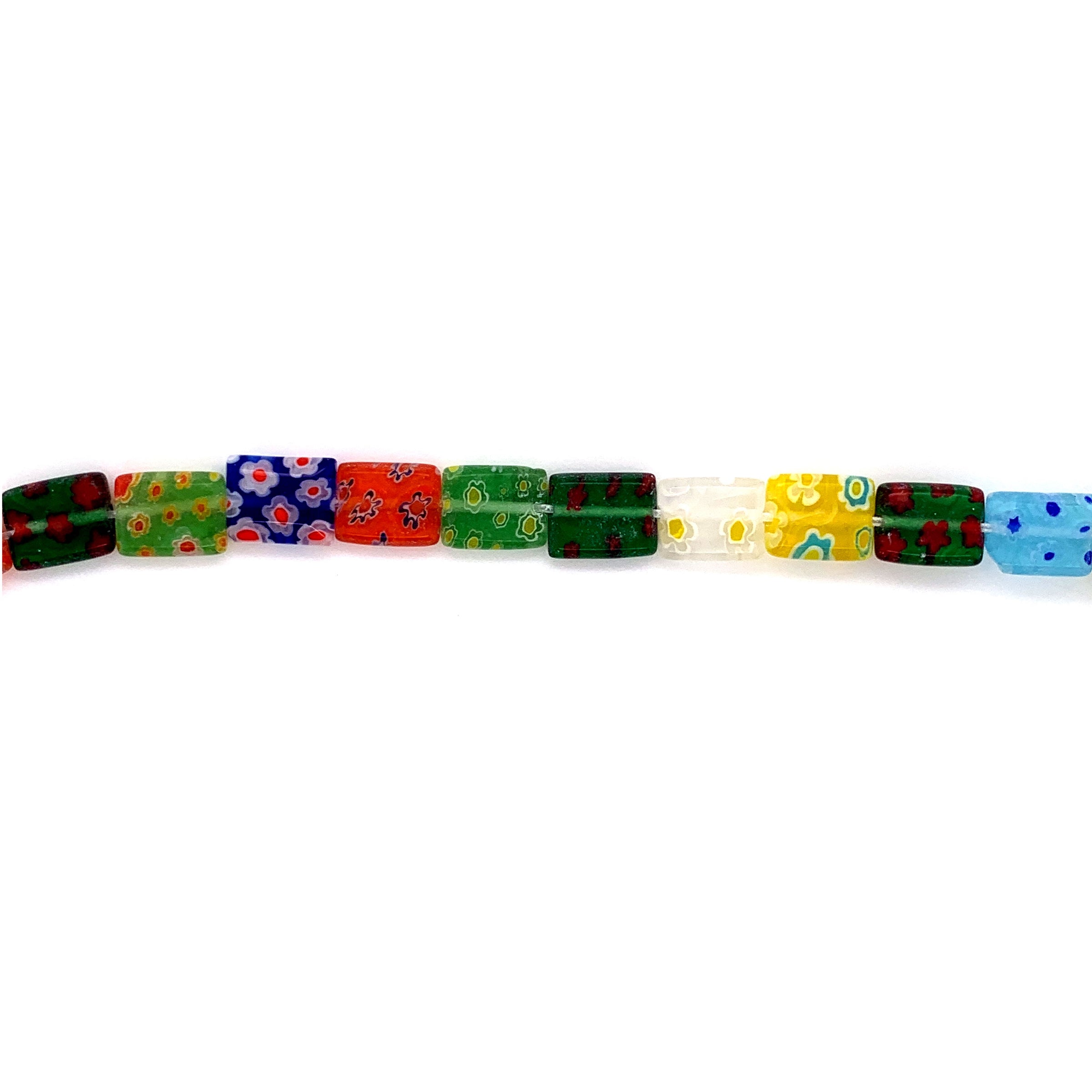 Multicolor Rectangle Shaped Millefiori Beads