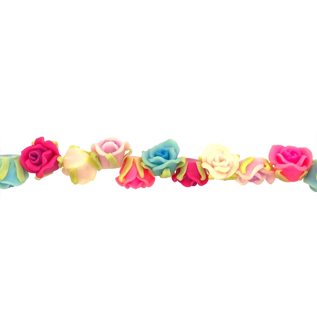 Multicolor Rose Polymer Clay Beads
