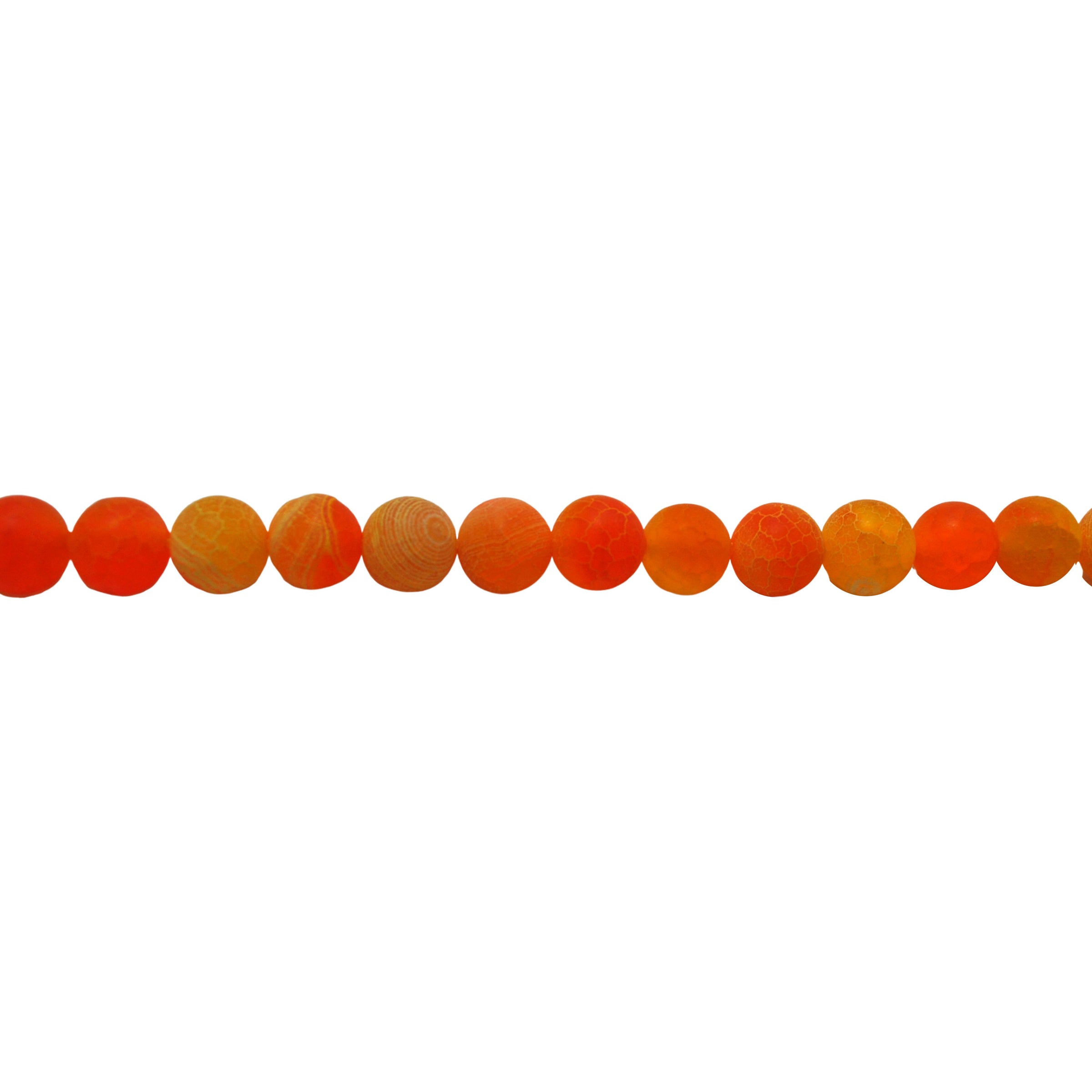 Orange Frosted Cracked Agate - Round Beads 10mm