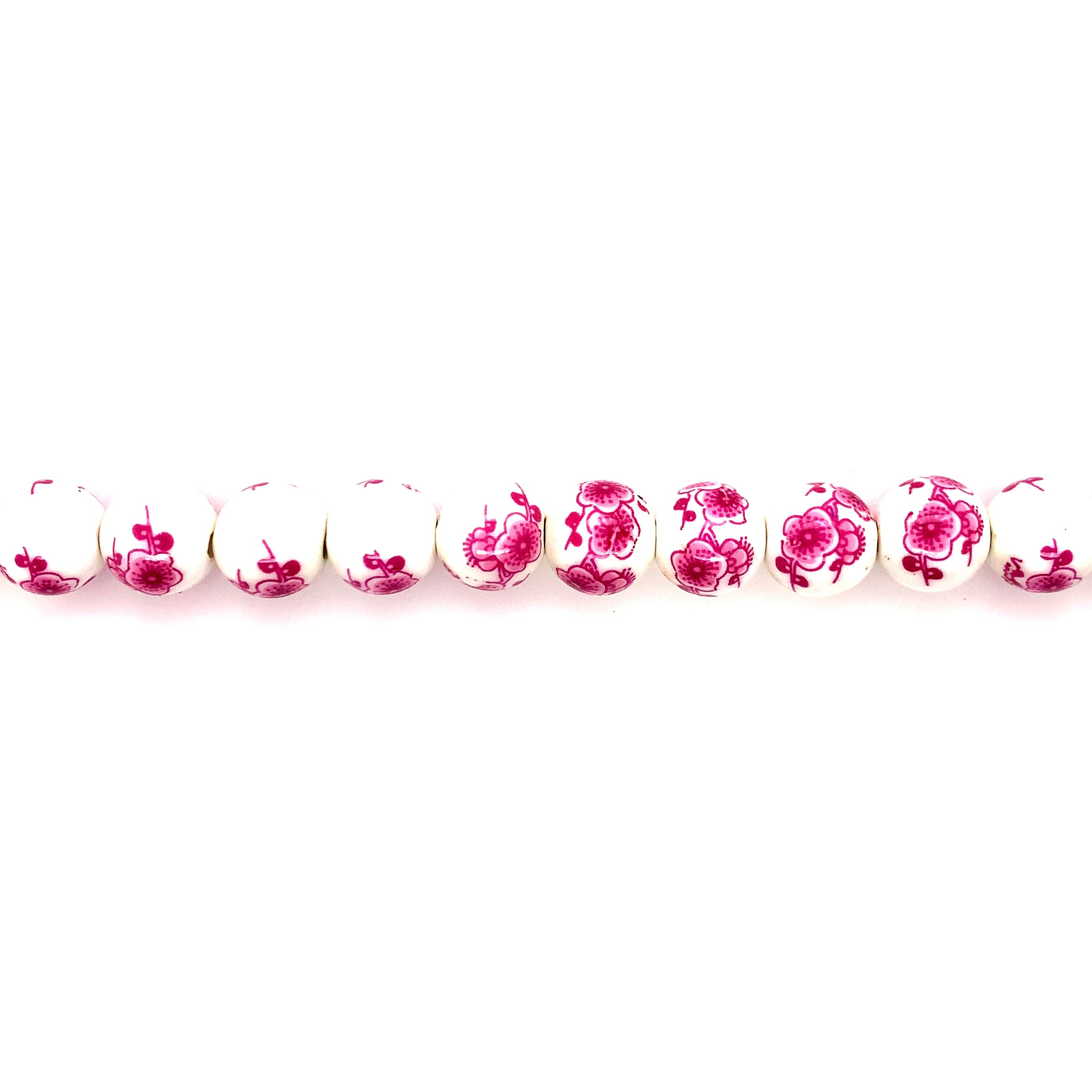 Pink Ceramic Beads 12mm