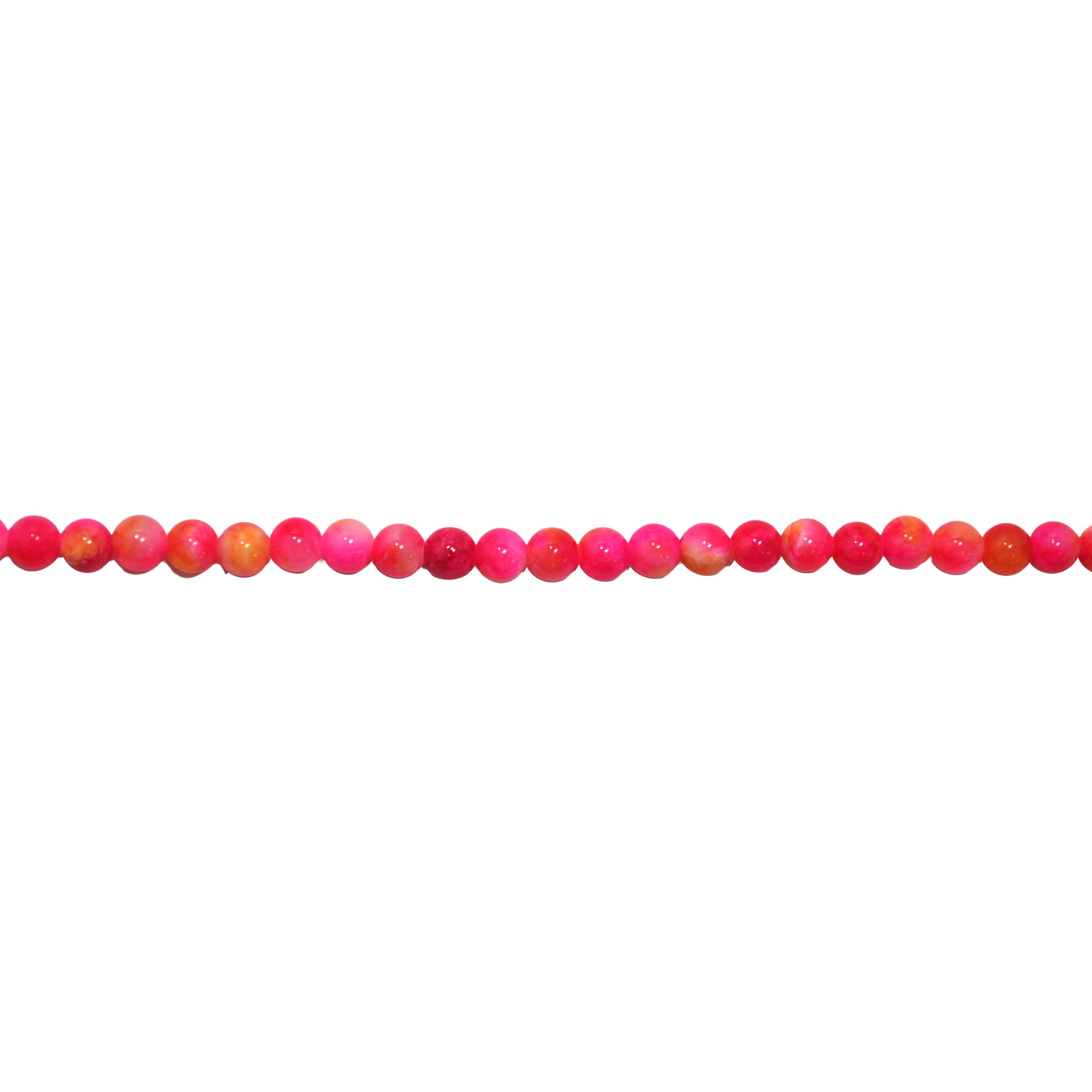 Pink/Orange Marble Mashan Jade 6mm - Round