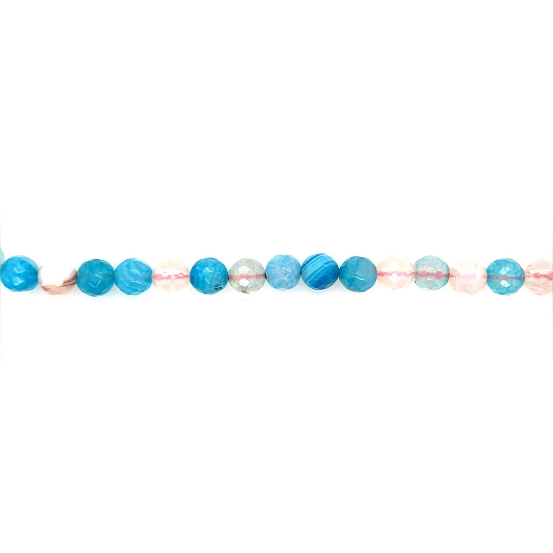 Pink White and Blue Fire Agate 8mm - Faceted