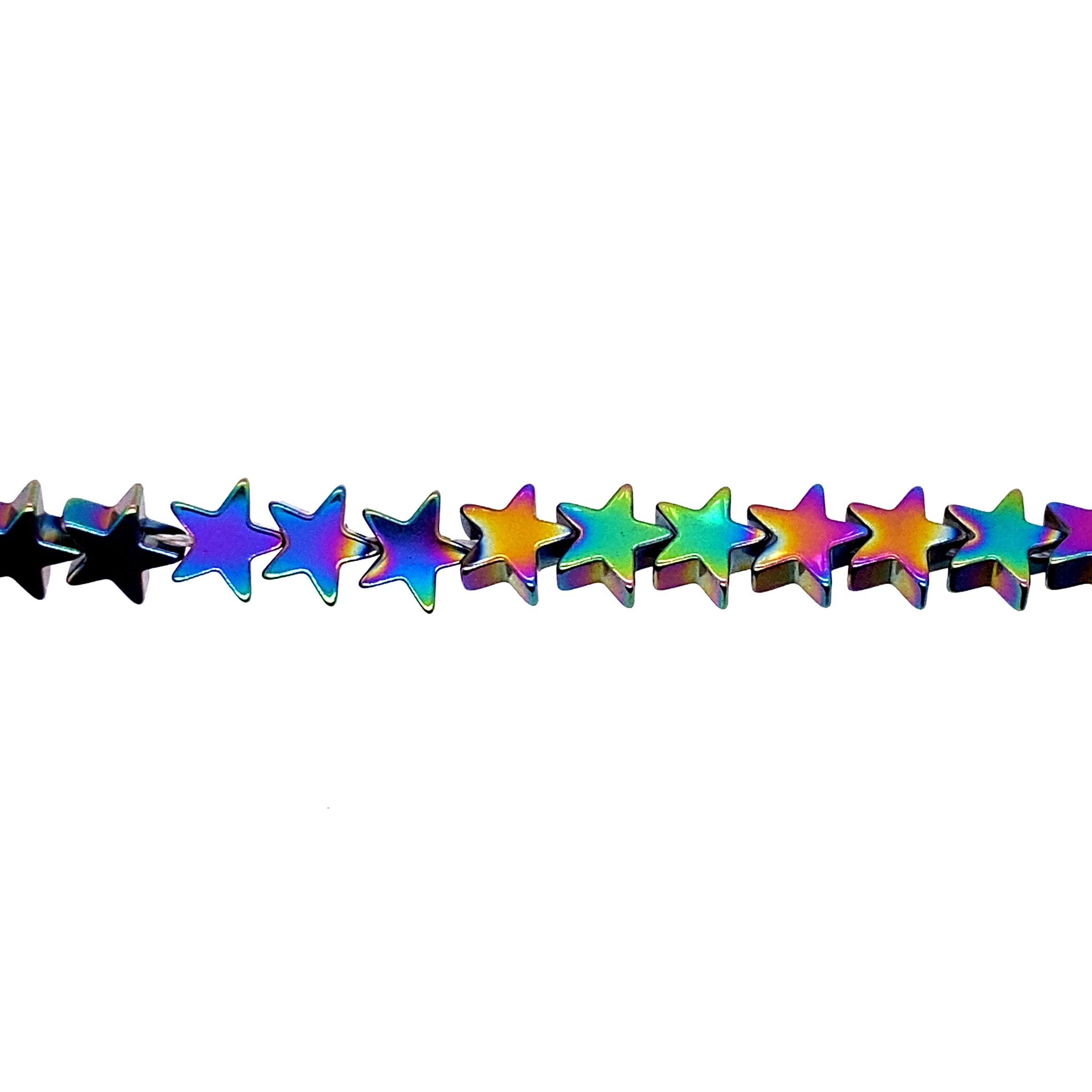 Rainbow Electroplated Hematite Star Beads 6mm