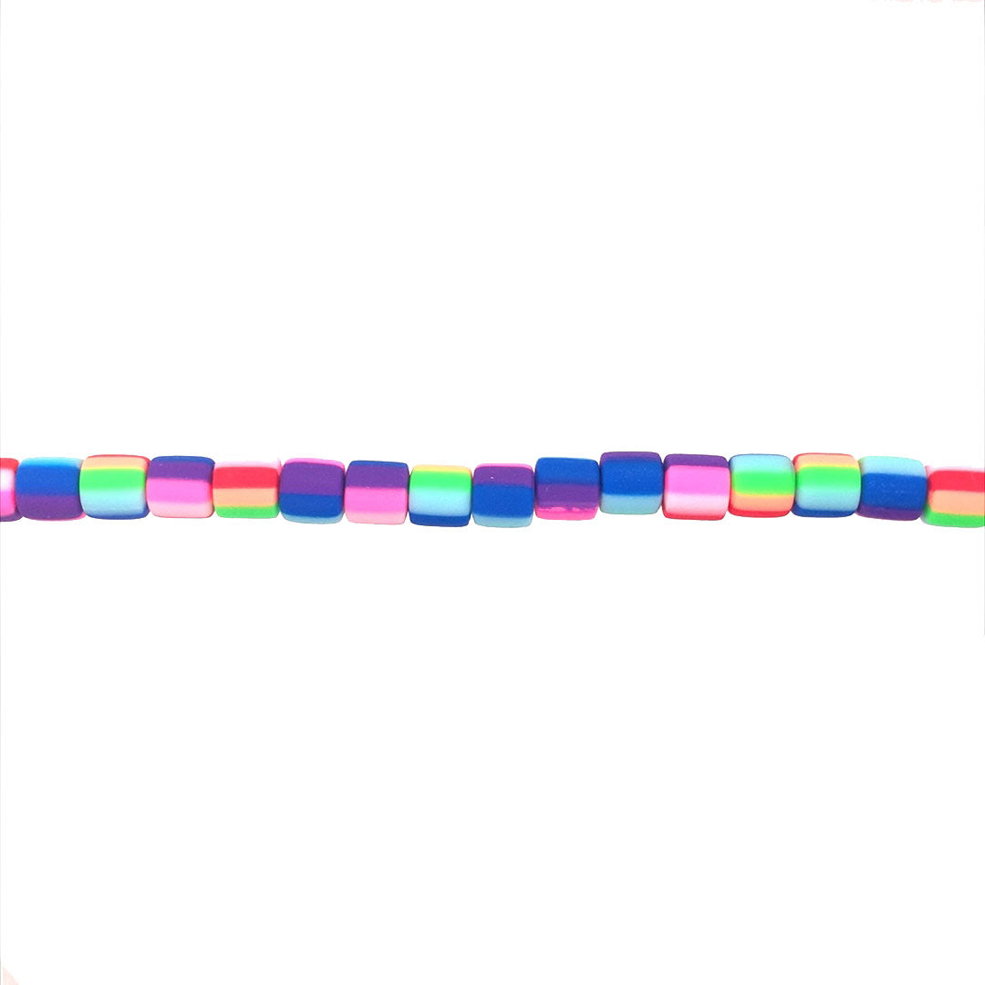 Rainbow Polymer Clay Tube Beads