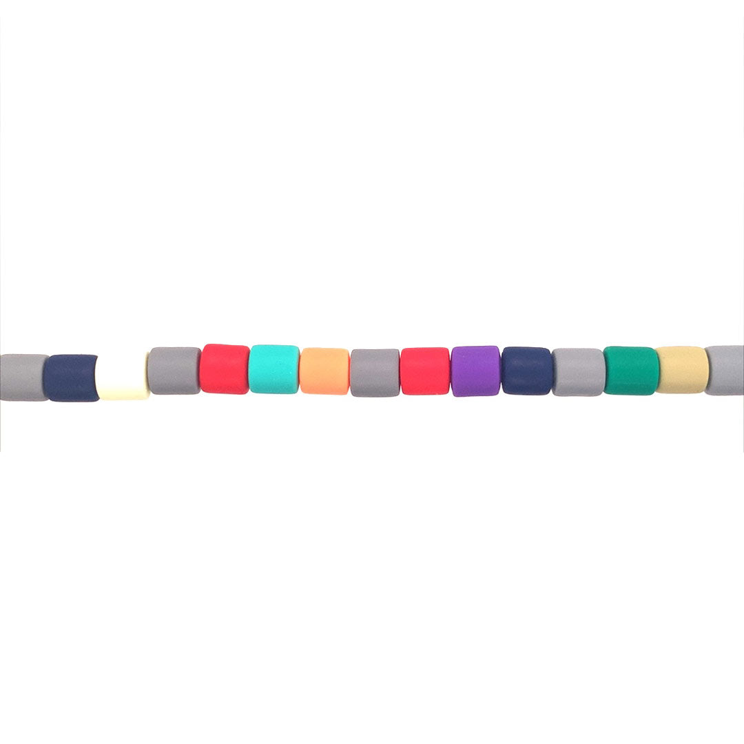 Rainbow Polymer Clay Tube Beads 6.5mm