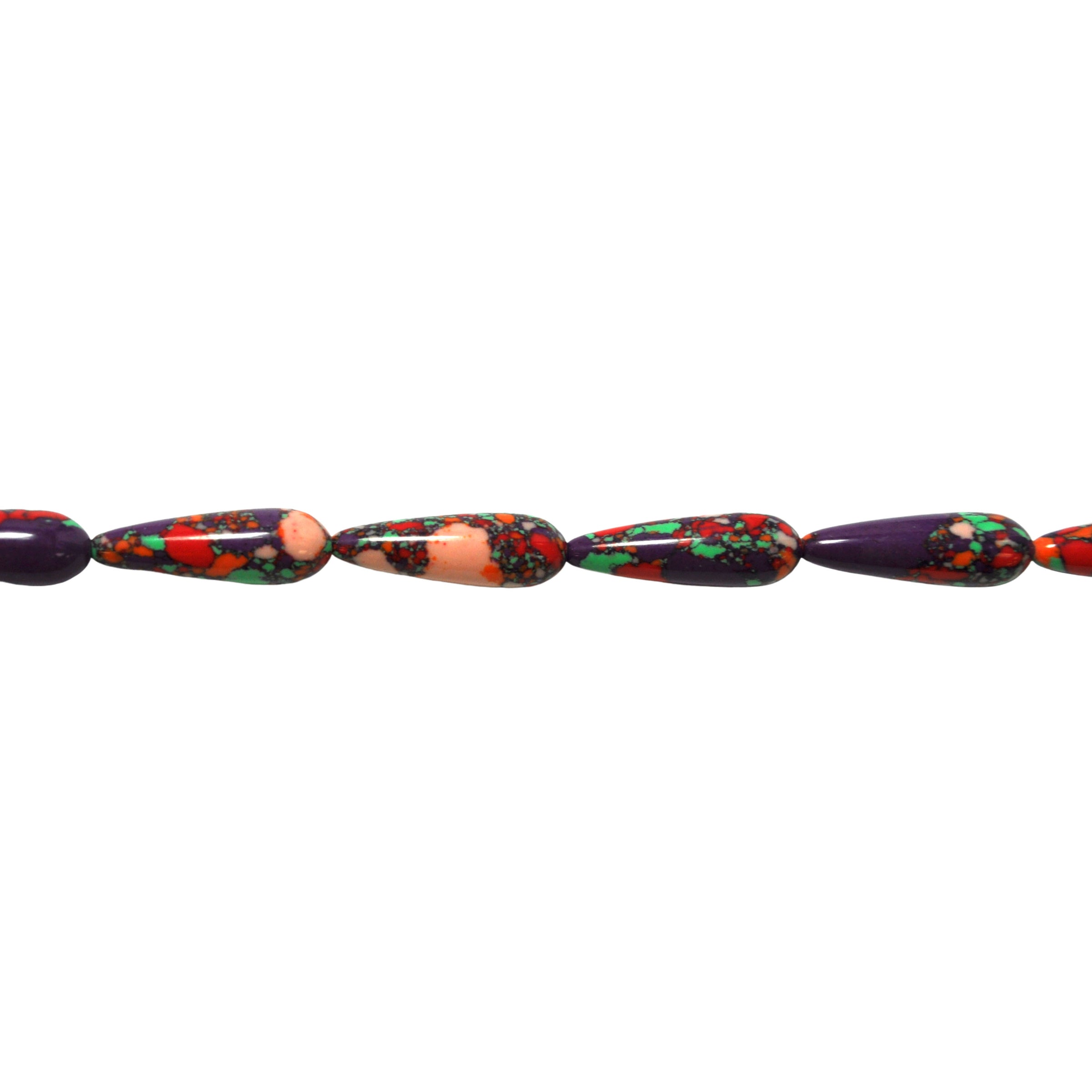 Red Mosaic Turquoise Teardrop Beads 25mm