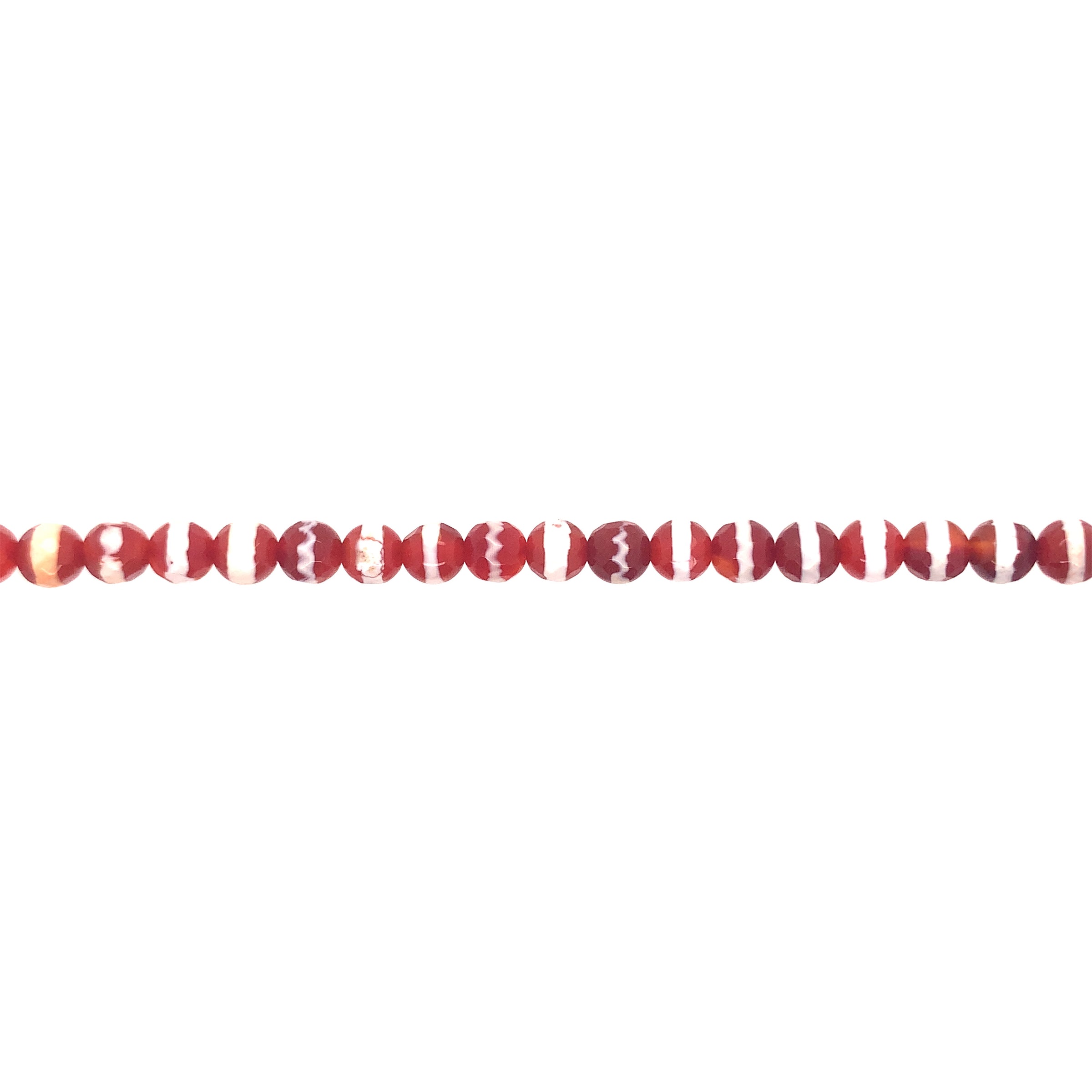 Red Striped Tibetan Agate Faceted Beads 6mm