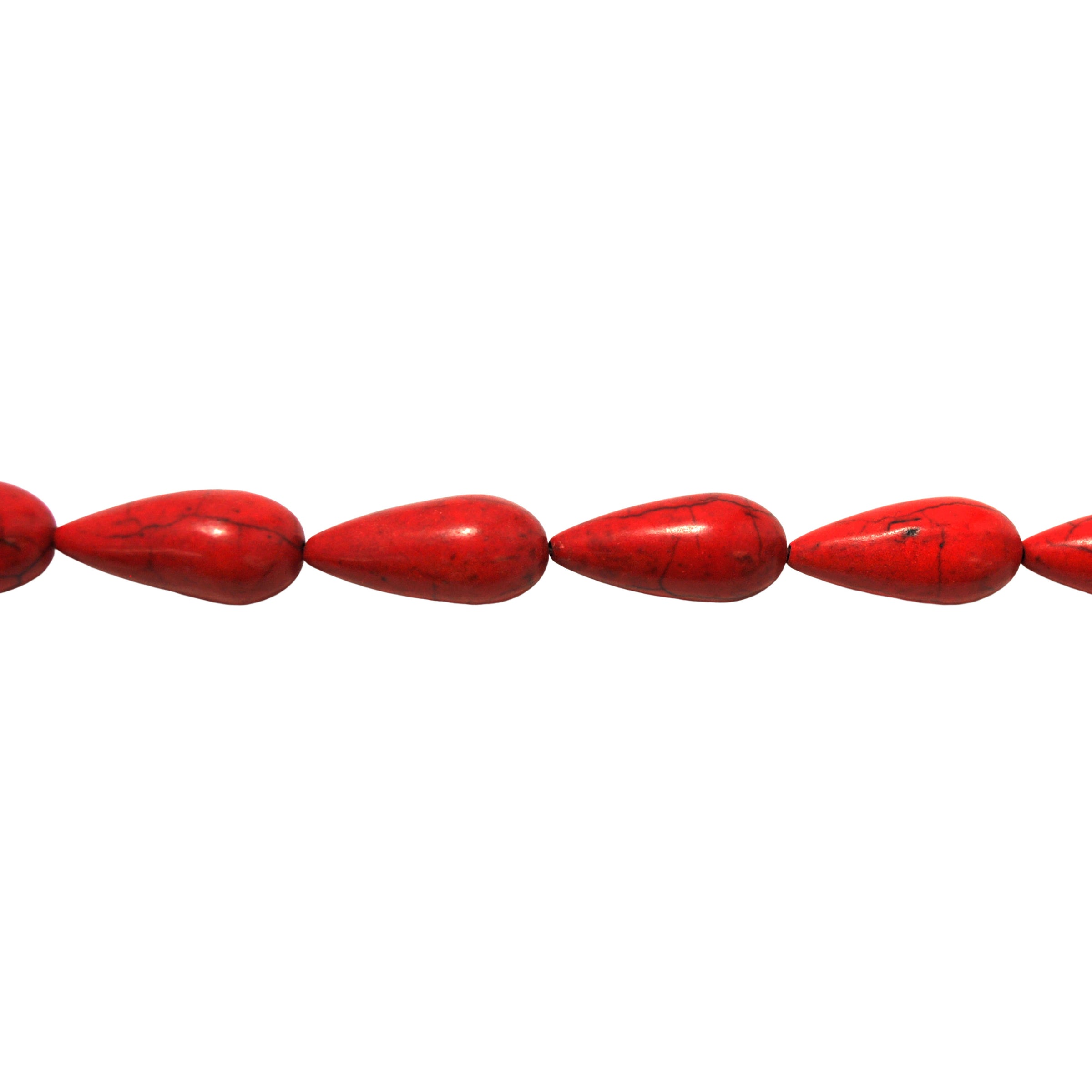Red Synthetic Turquoise Pear Drops 27mm