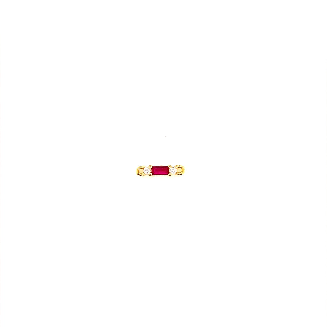 Ruby CZ Connector 28mm - Brass