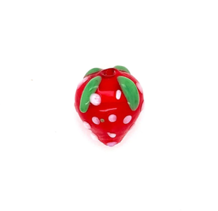 Red Strawberry Lampwork Bead