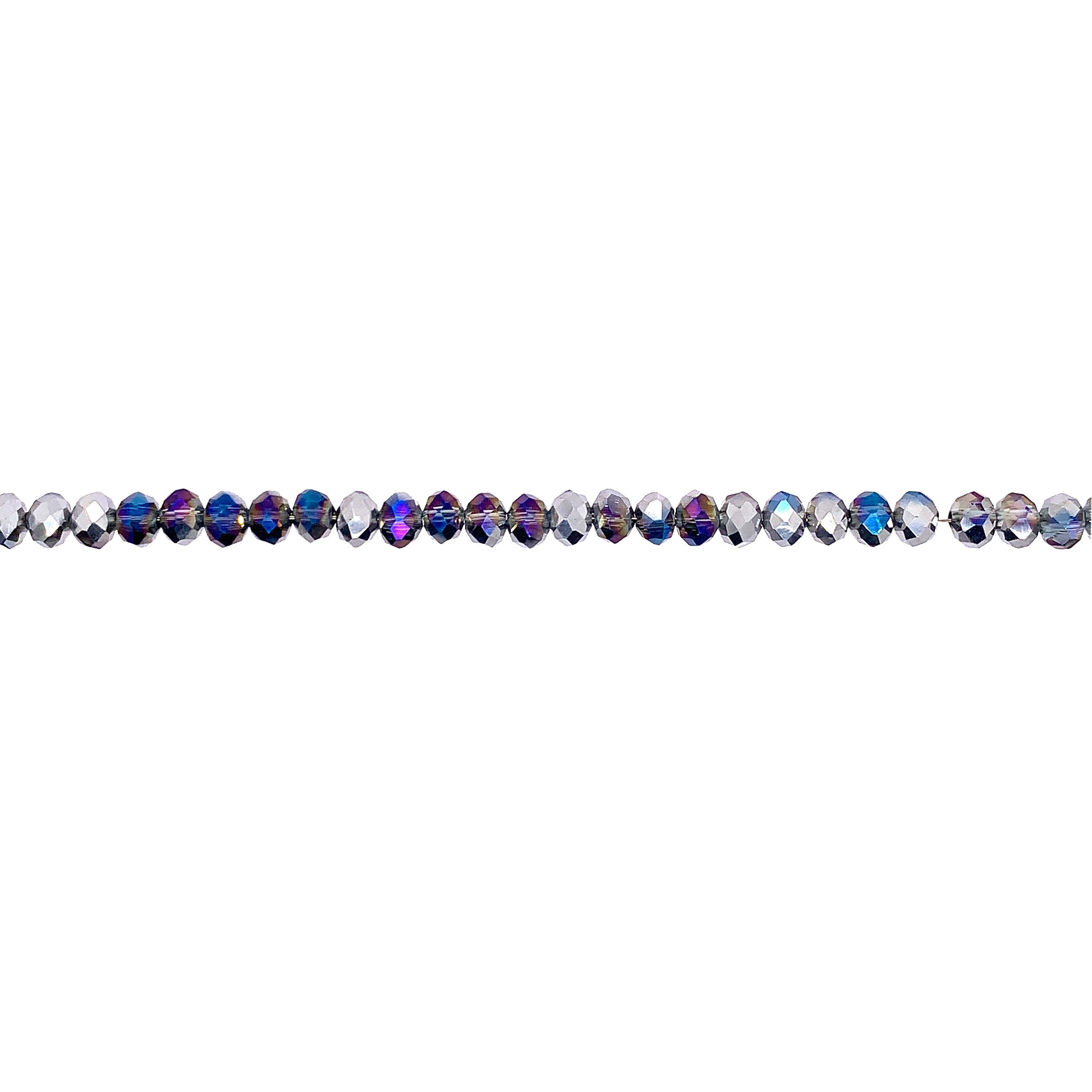 Silver Blue Purple Crystal 4mm - Rondelle
