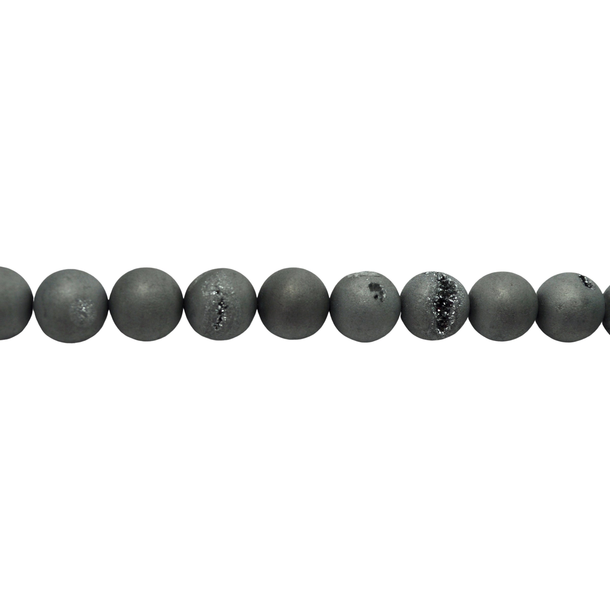 Silver Druzy Agate Beads 14mm