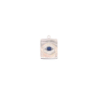 Square Plate Evil Eye Charm 13mm - Silver Plated
