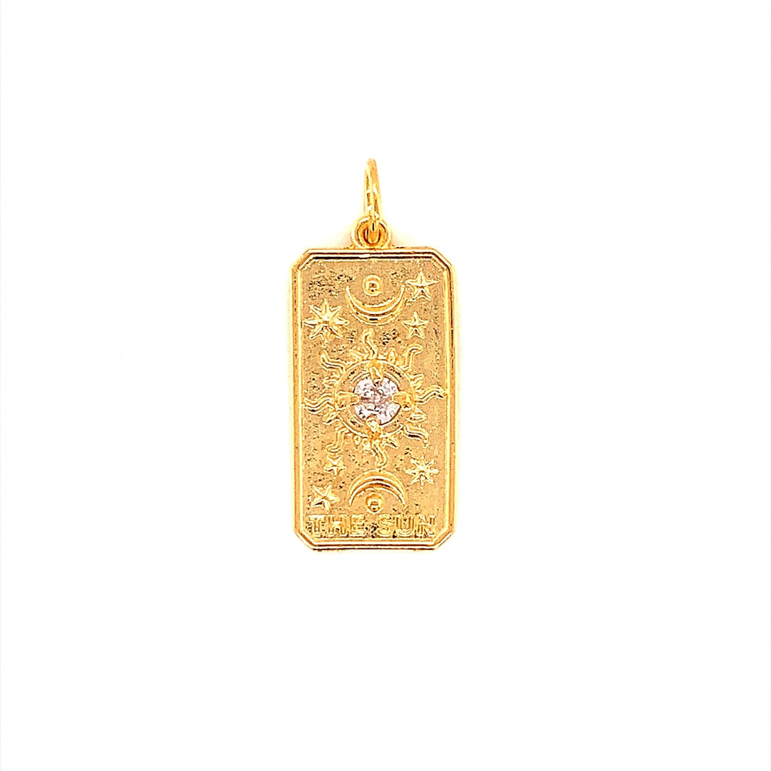 Sun Tarot Card Pendant - Gold Filled