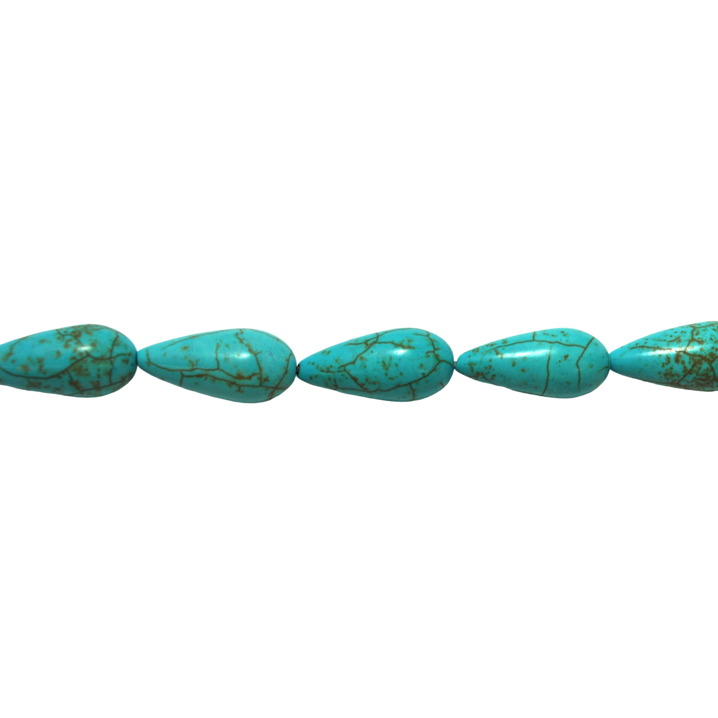 Teal Synthetic Turquoise Pear Drops 27mm