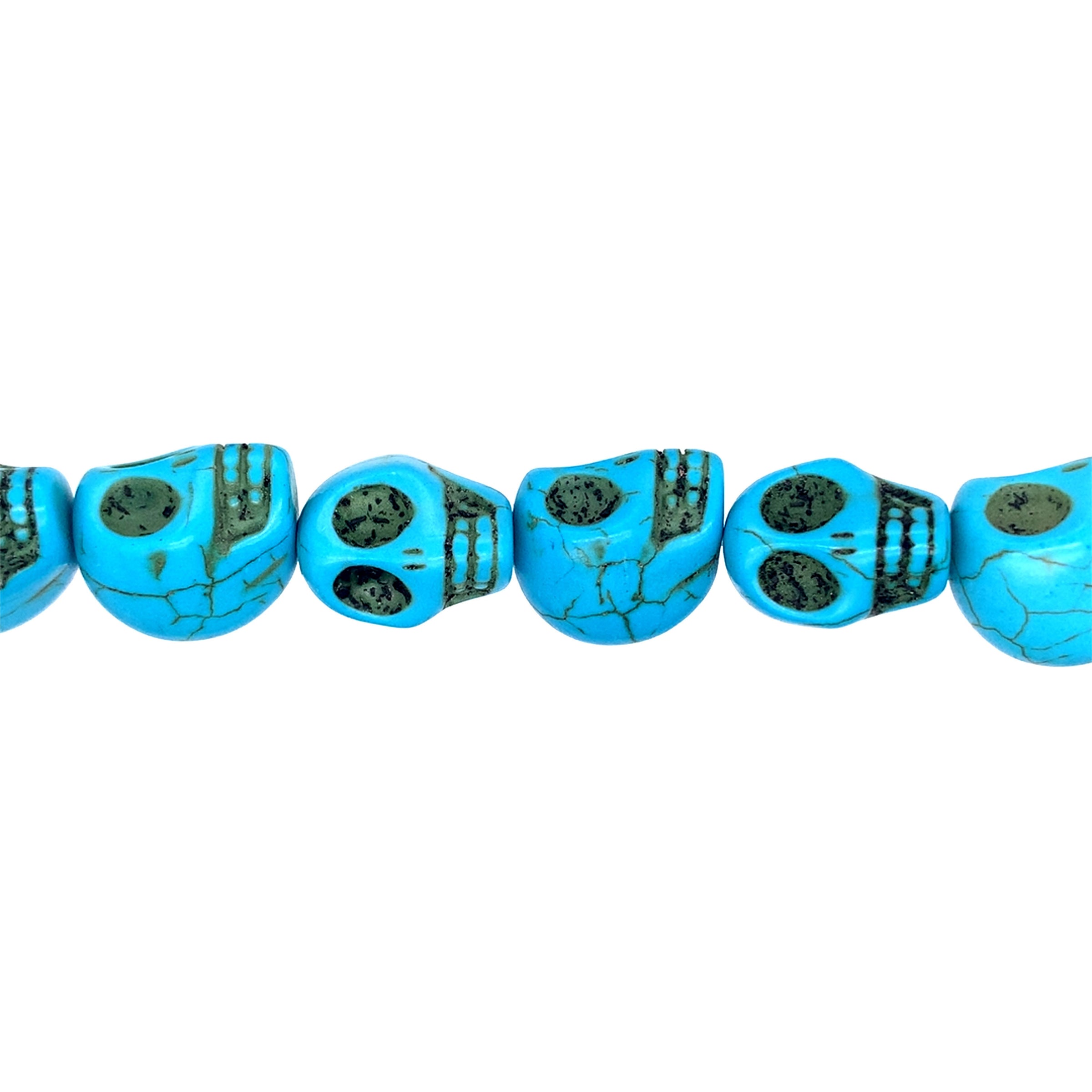 Teal Synthetic Turquoise Skull Head Beads