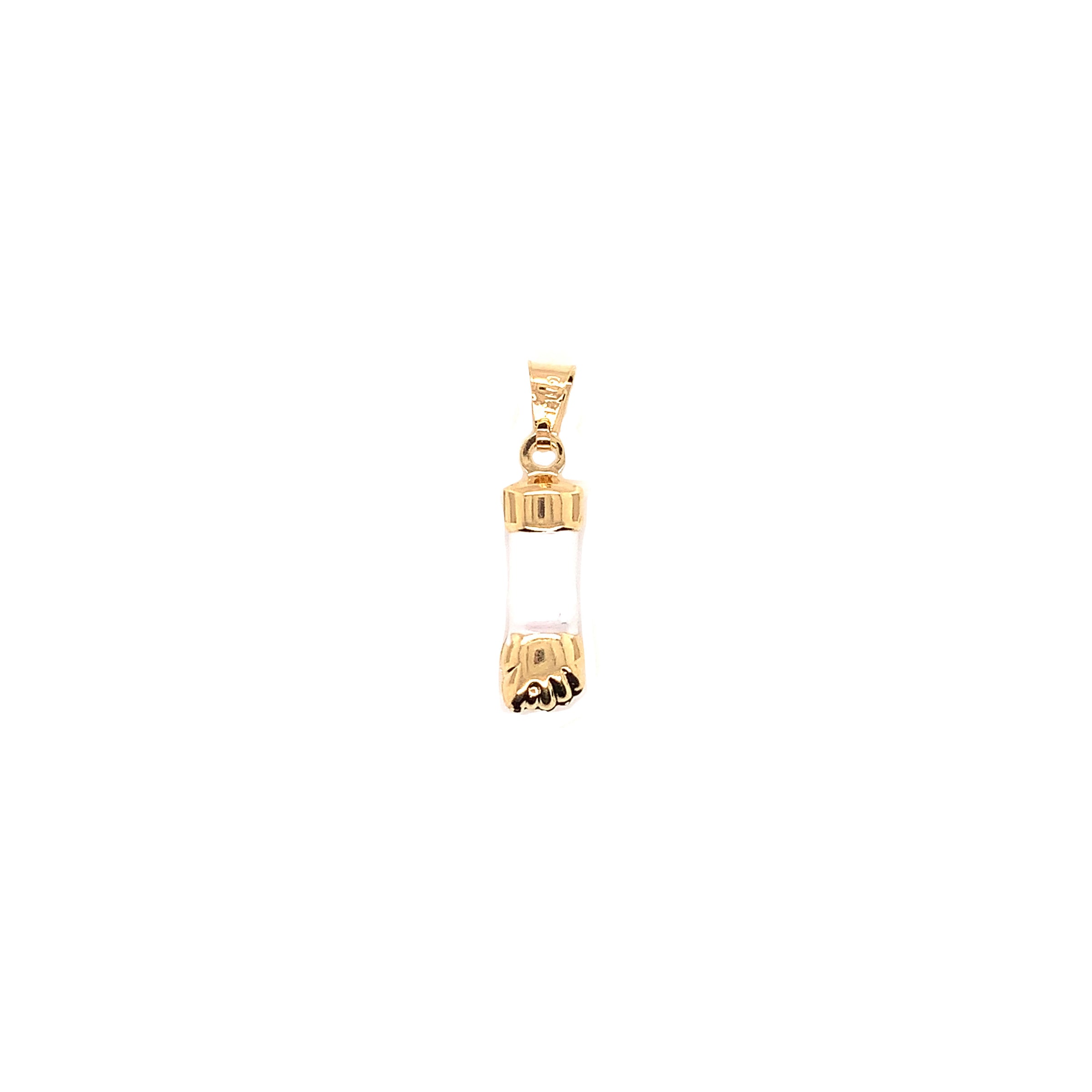 White Enamel Figa Hand Pendant - Gold Filled