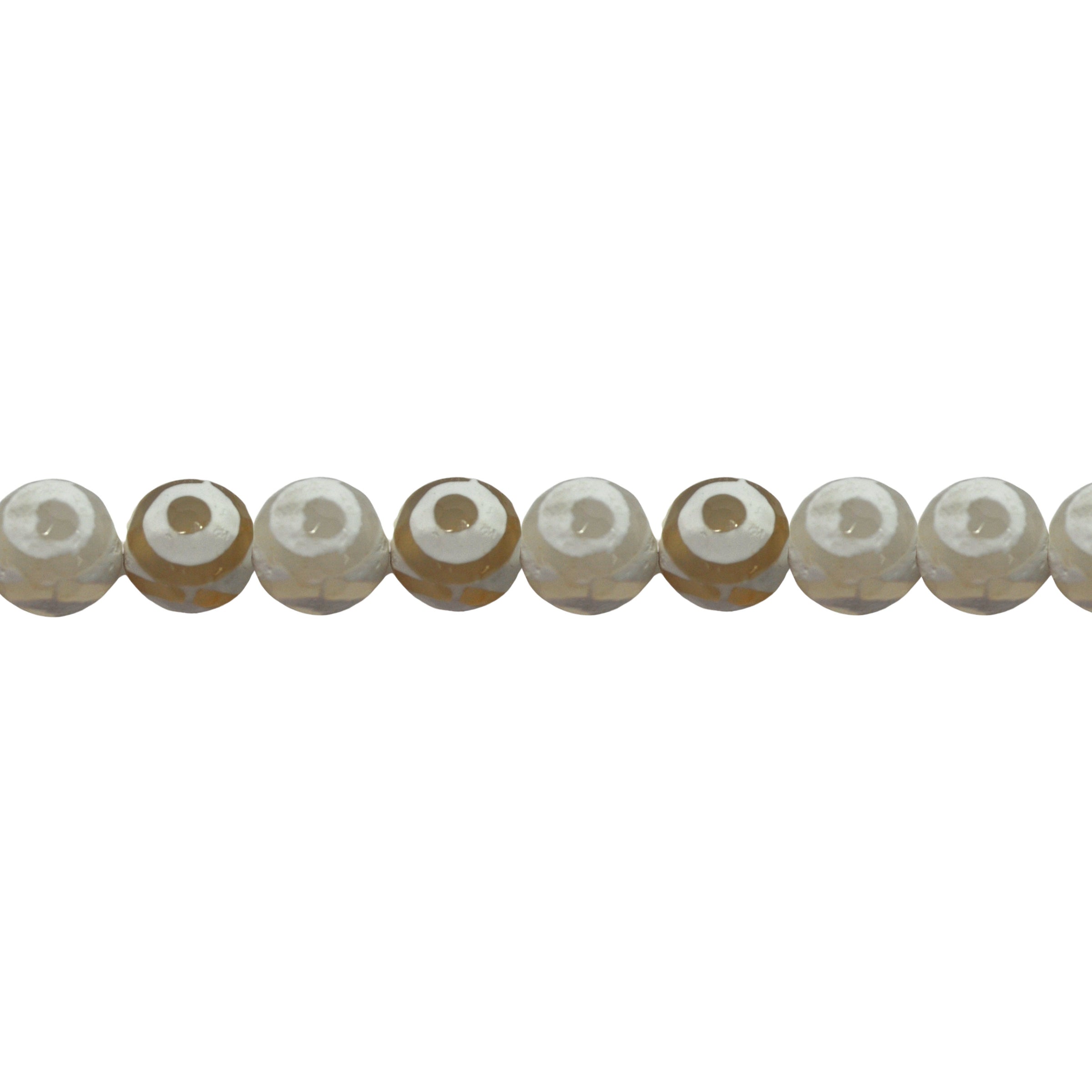 White Eye Tibetan Agate Faceted Beads 12mm