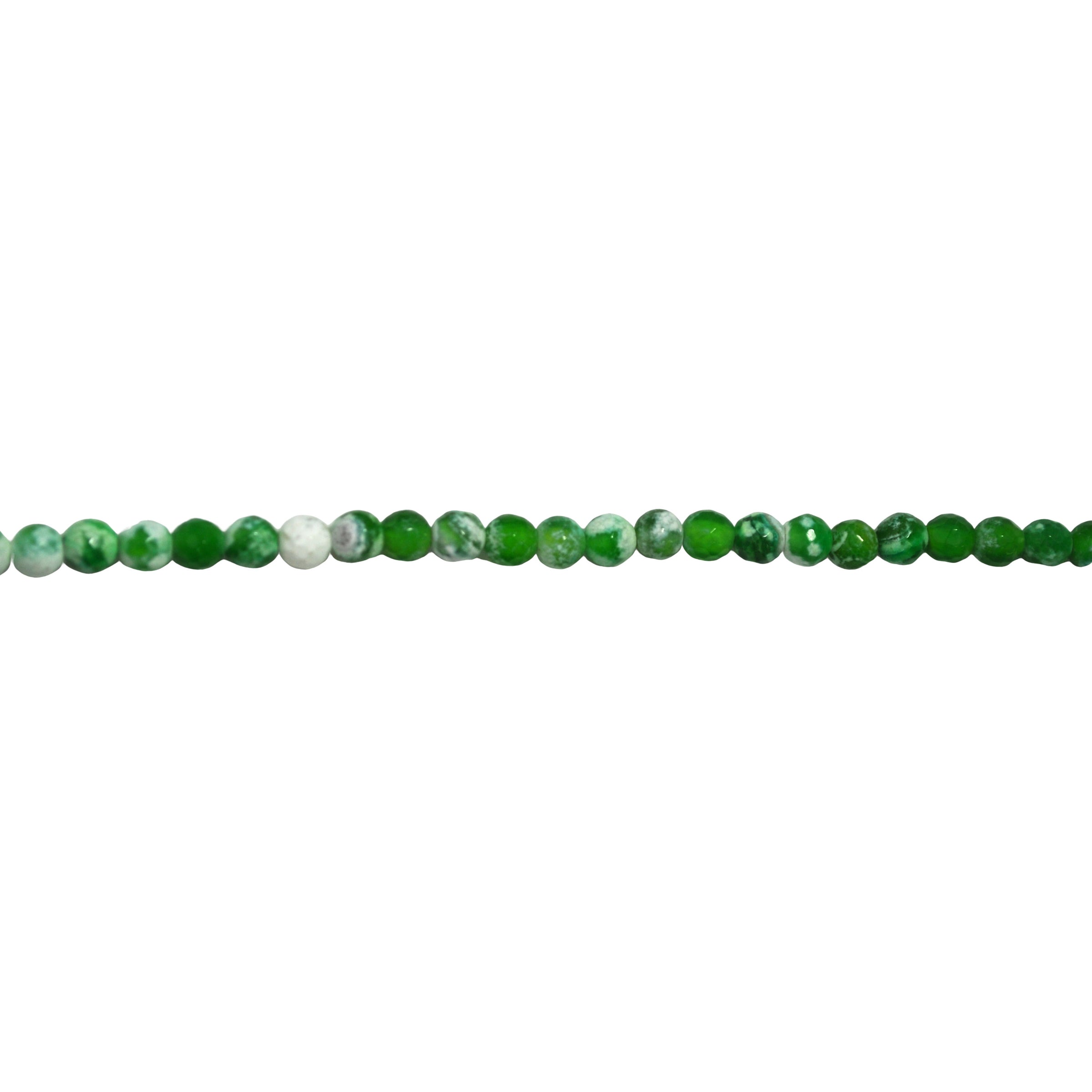 White Green Fire Agate 6mm - Faceted