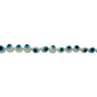 White/Light Blue Evil Eye Beads 10mm