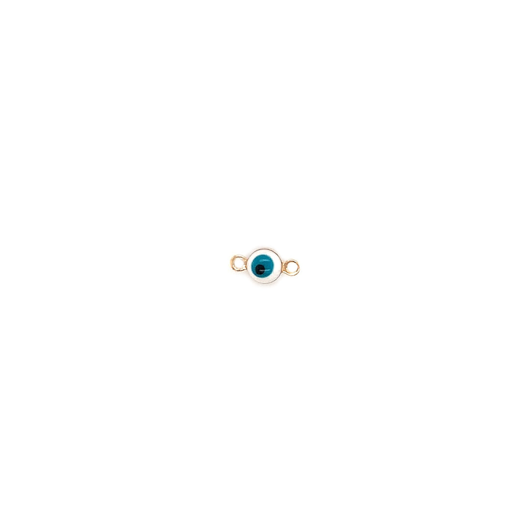 White Lucky Eye Connector - Gold Filled