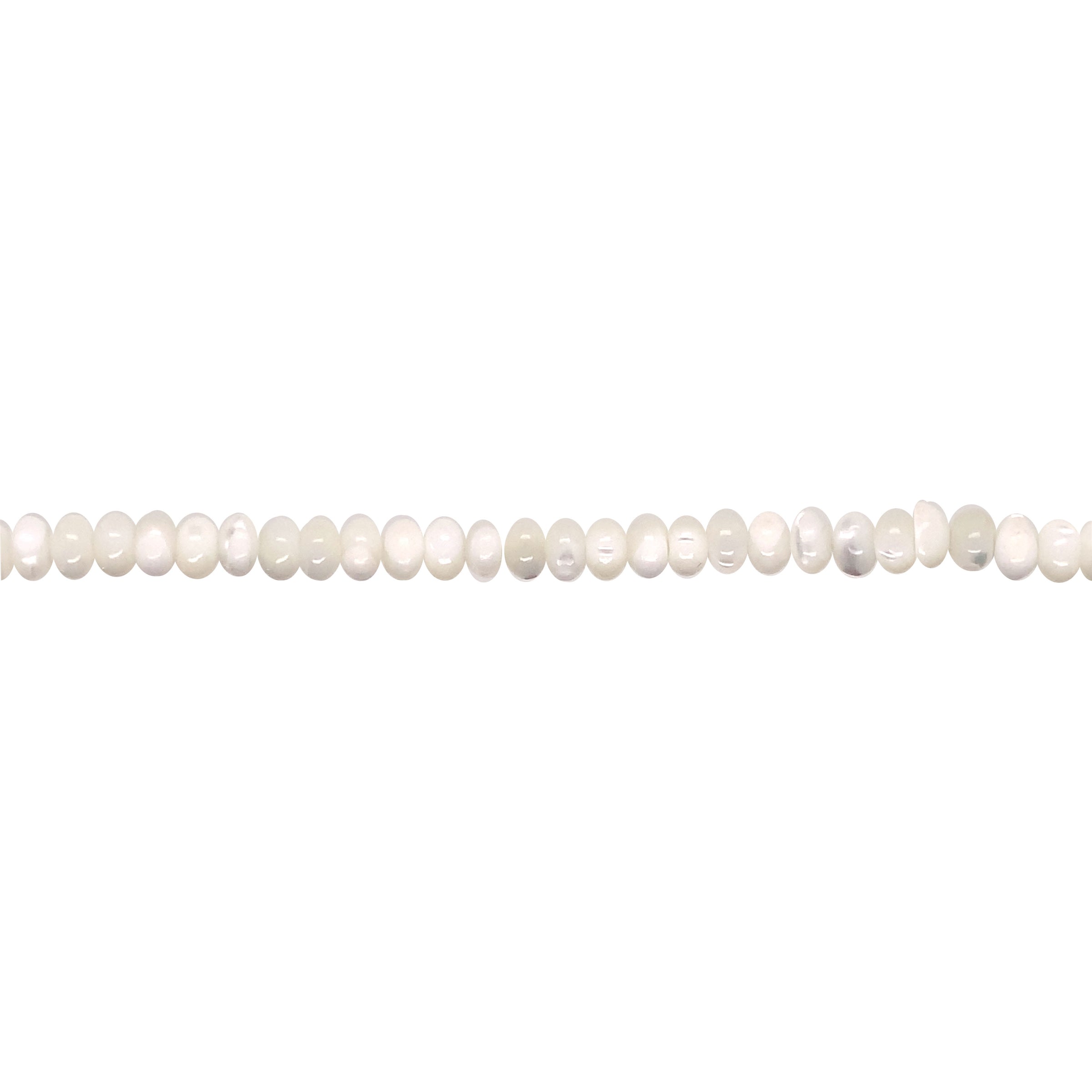 White Mother of Pearl Shell Rondelle Beads 6mm - Gold Filled