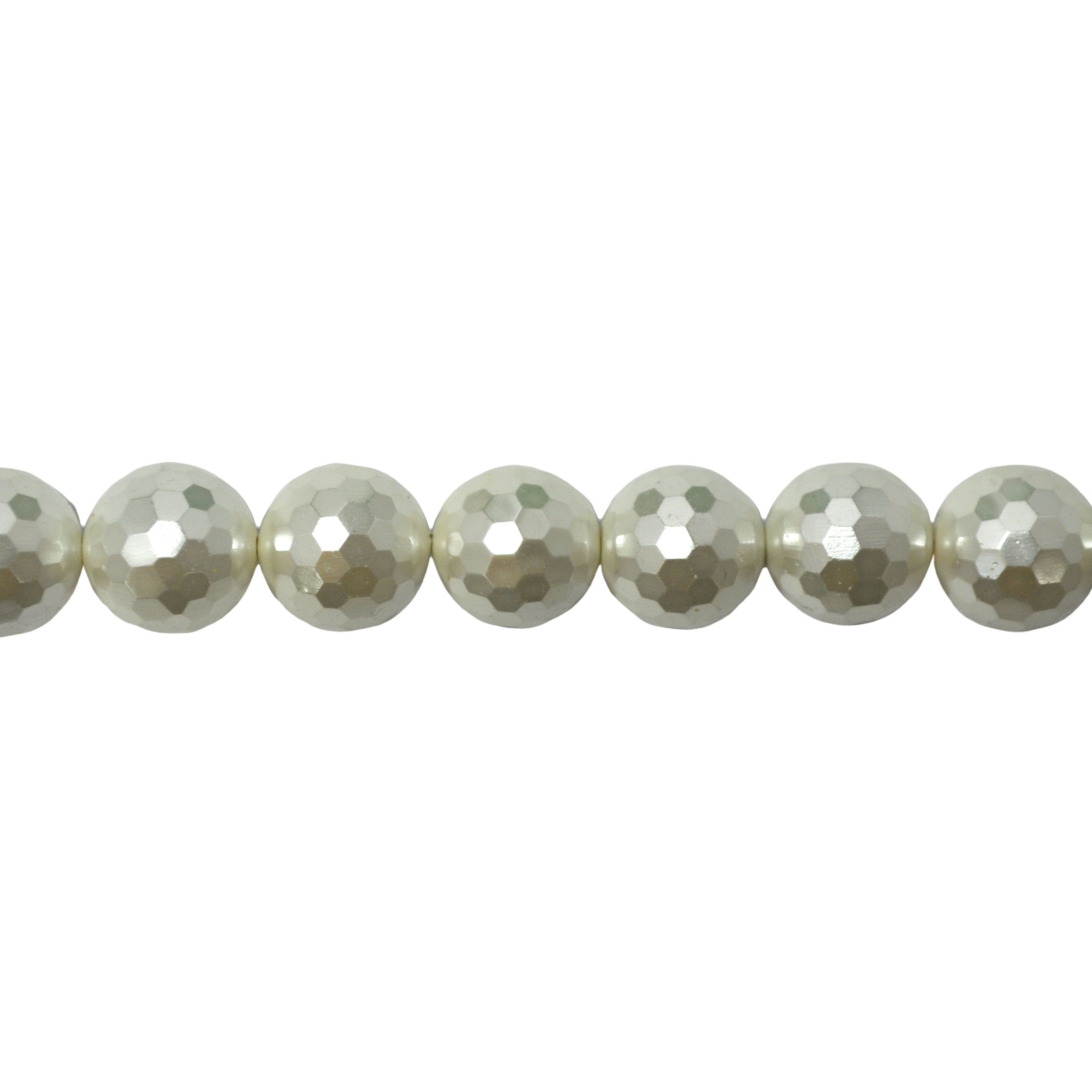 White Shell Pearl Faceted Beads 12mm