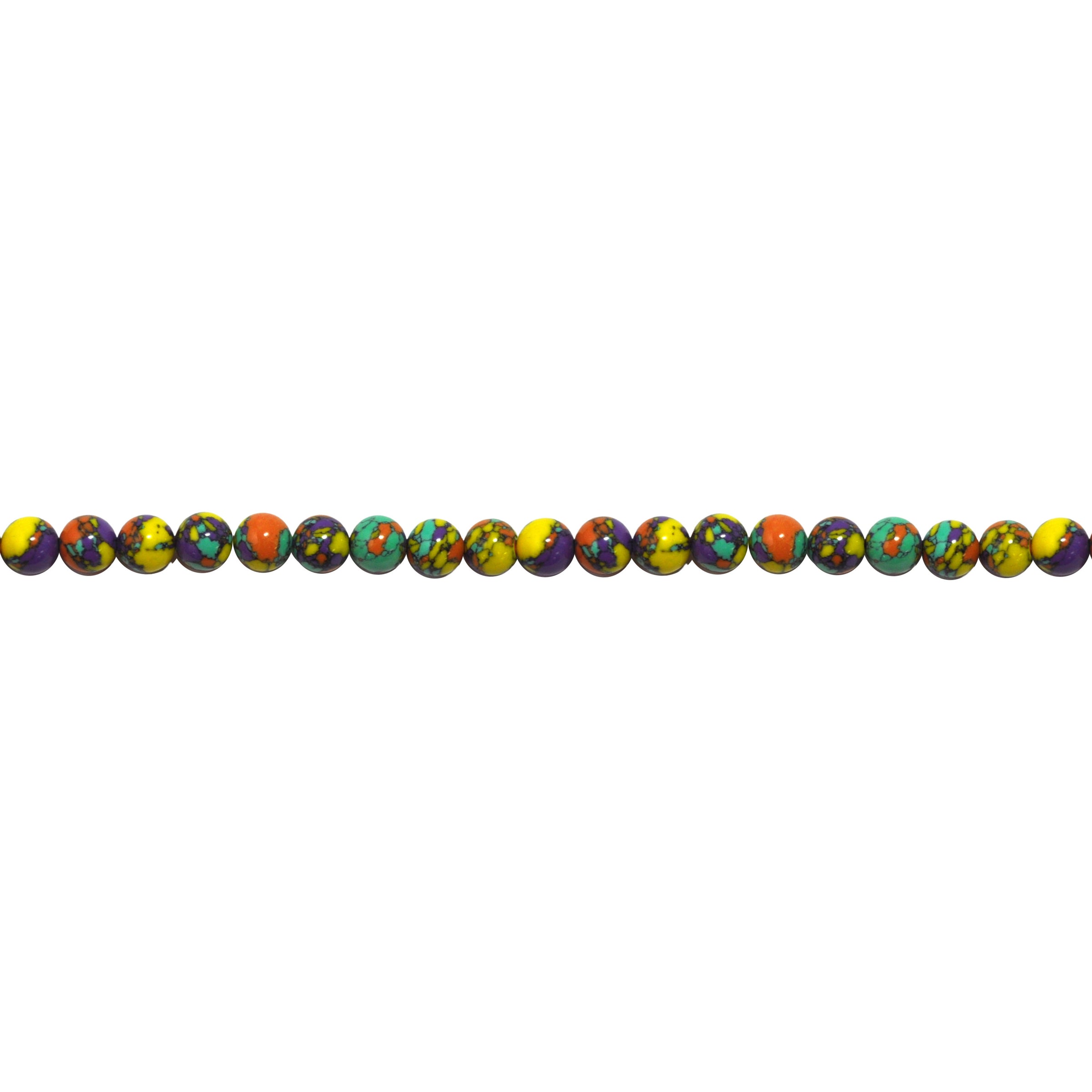 Yellow Mosaic Turquoise - Round 8mm