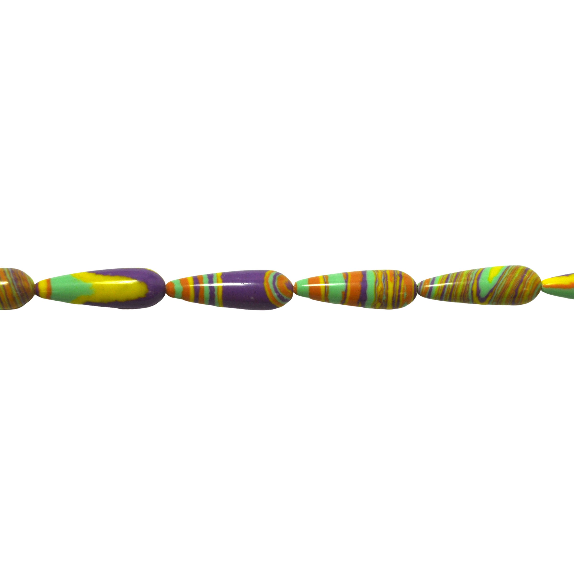 Yellow Mosaic Turquoise Teardrop Beads 25mm