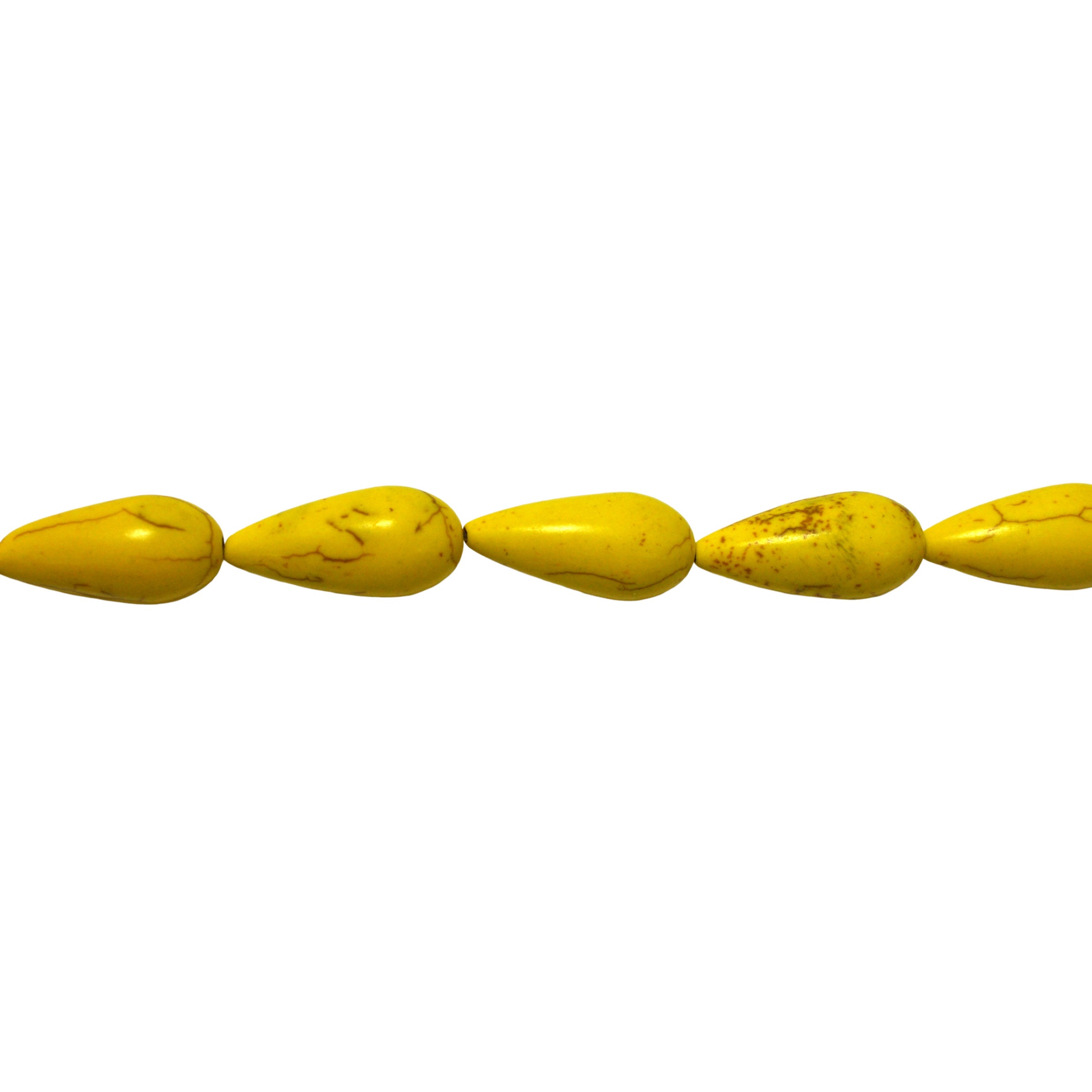 Yellow Synthetic Turquoise Pear Drops 27mm
