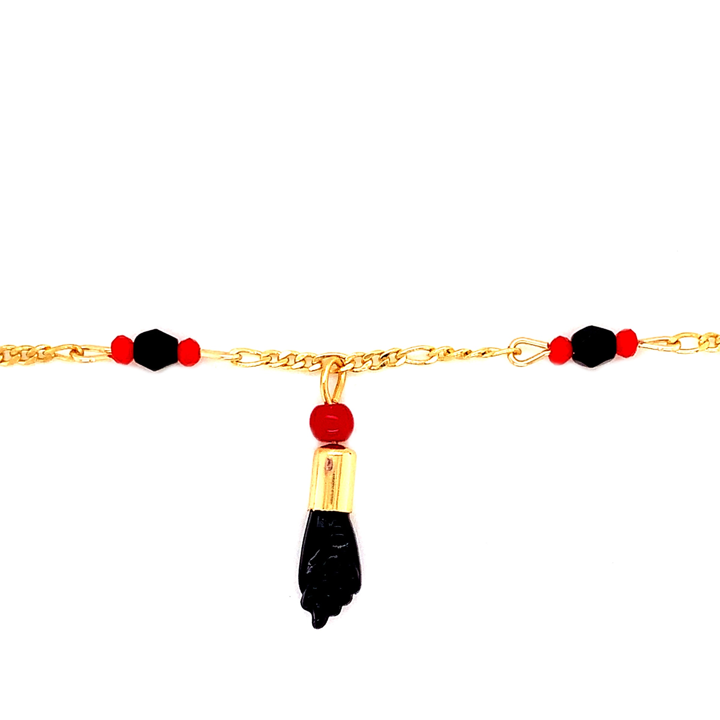 Azabache Figa Hand Bracelet-7" - Gold Filled