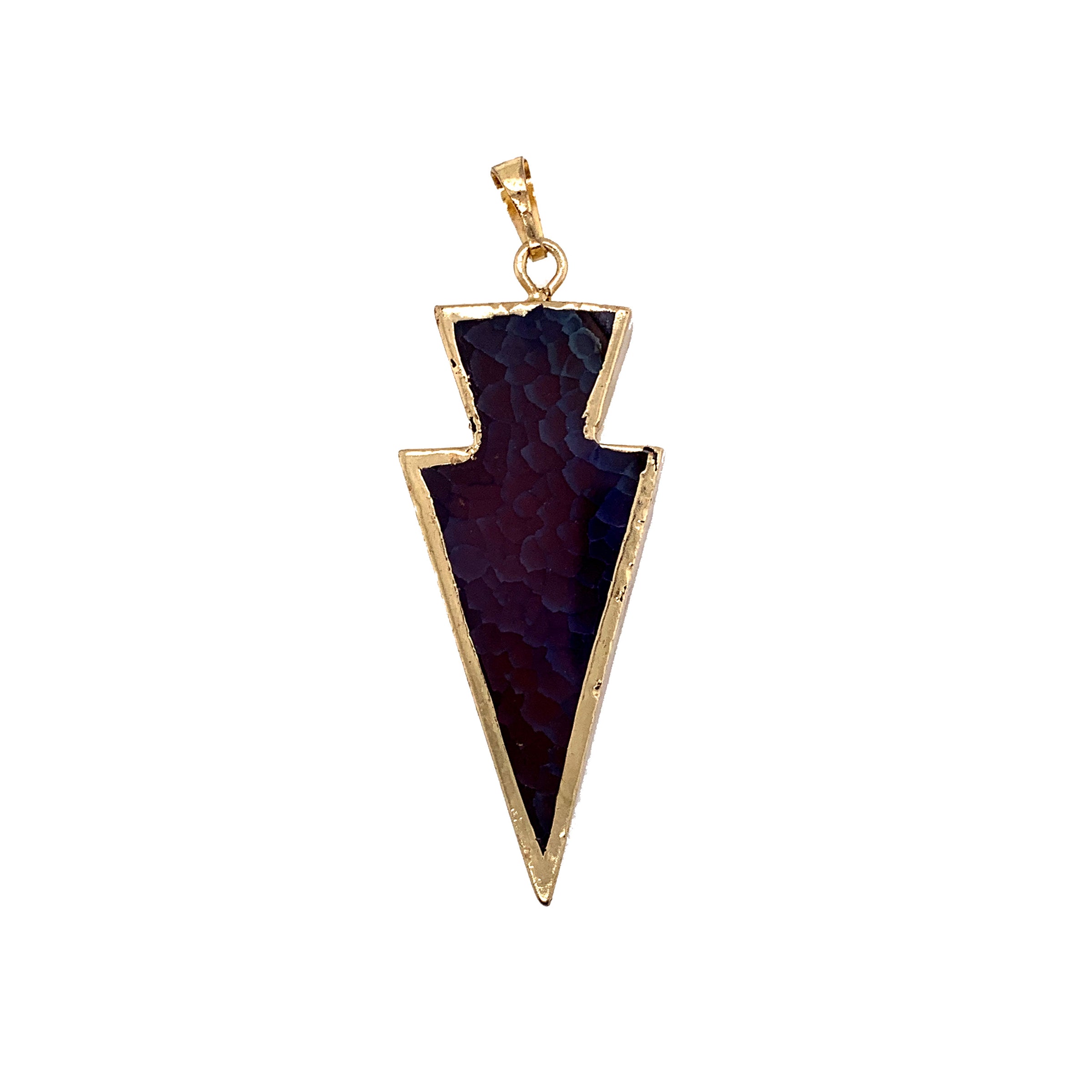 Purple Agate Slice Arrowhead Pendant