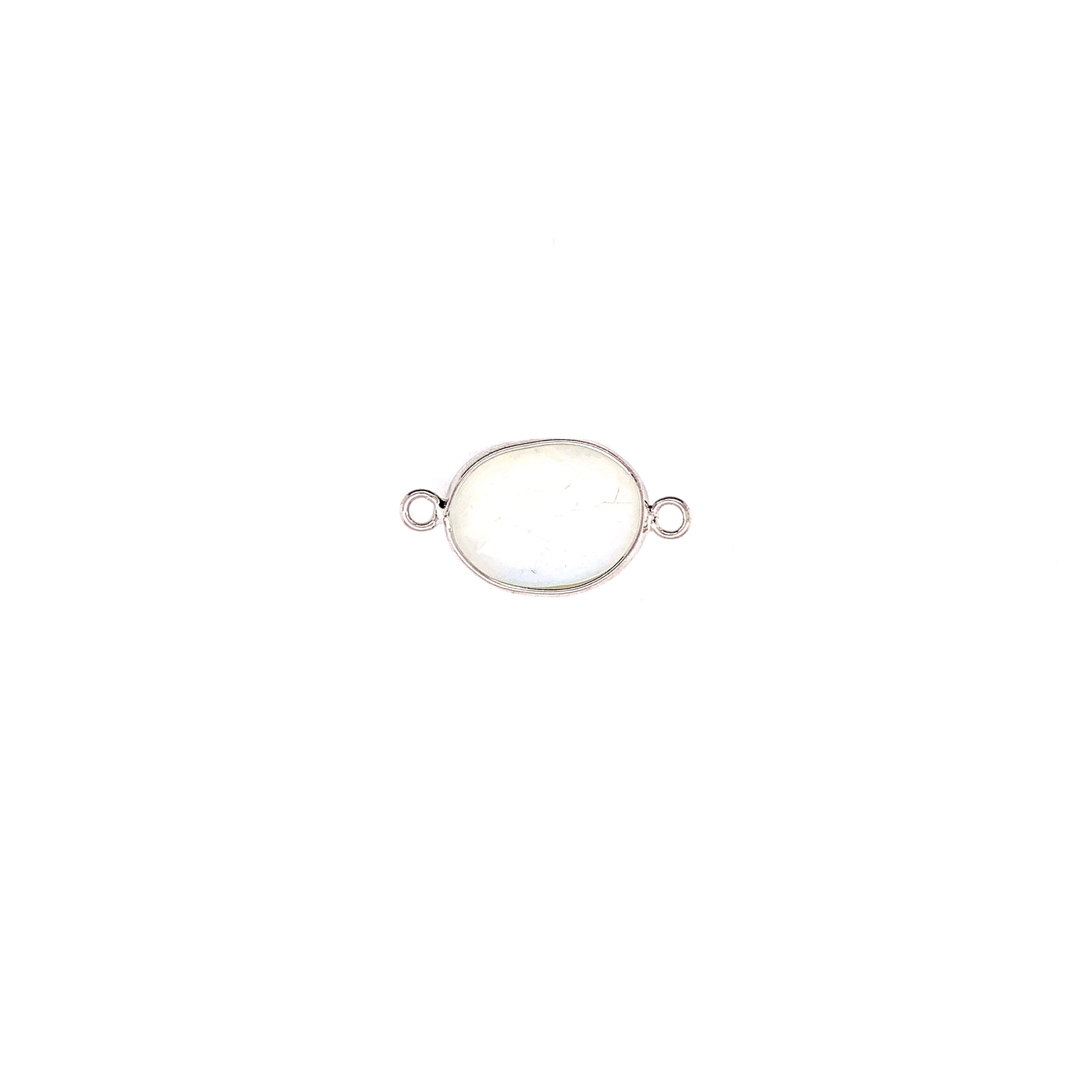 13x18mm Opalite Gemstone Connector - Silver Plated