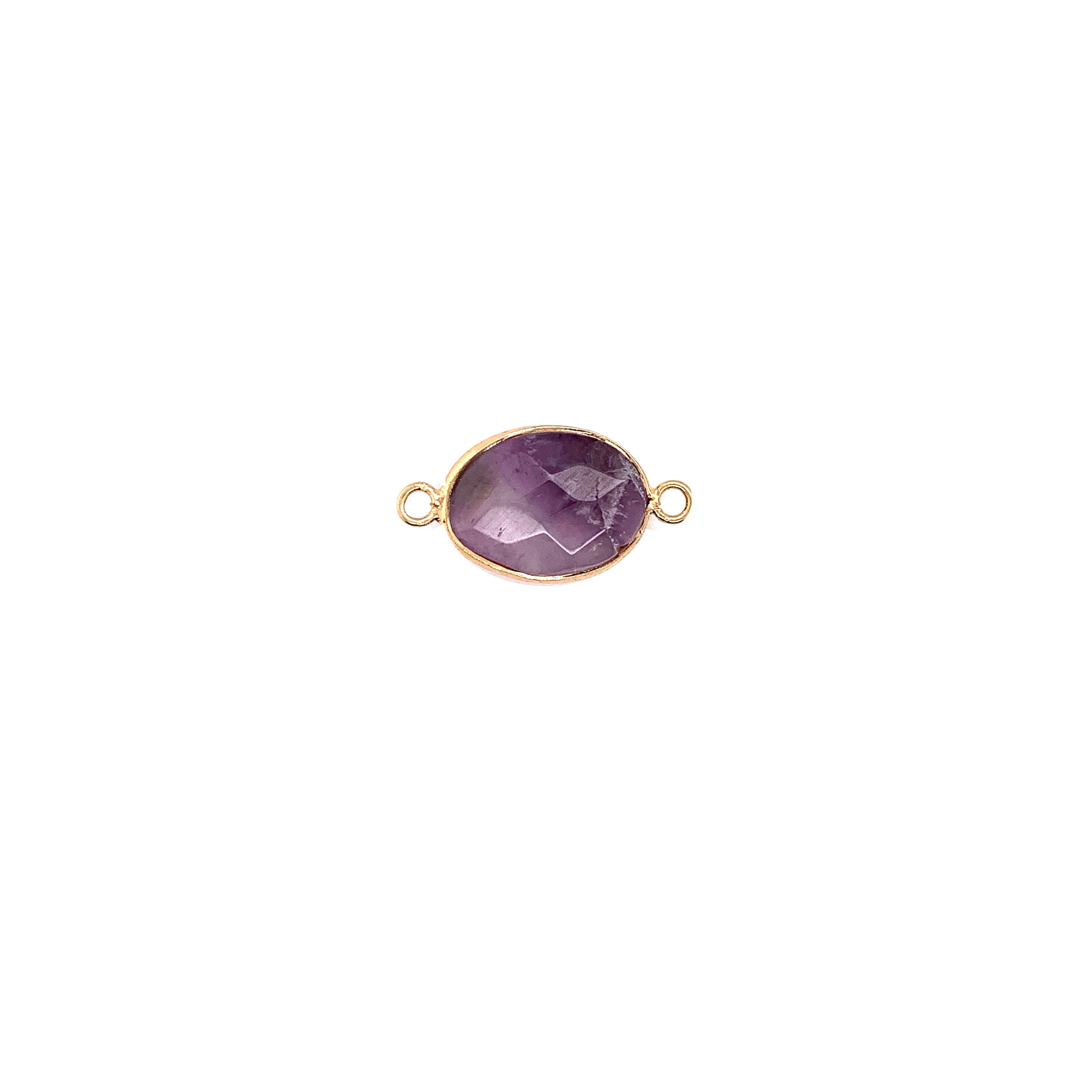 13x18mm Amethyst Gemstone Connector - Gold Plated