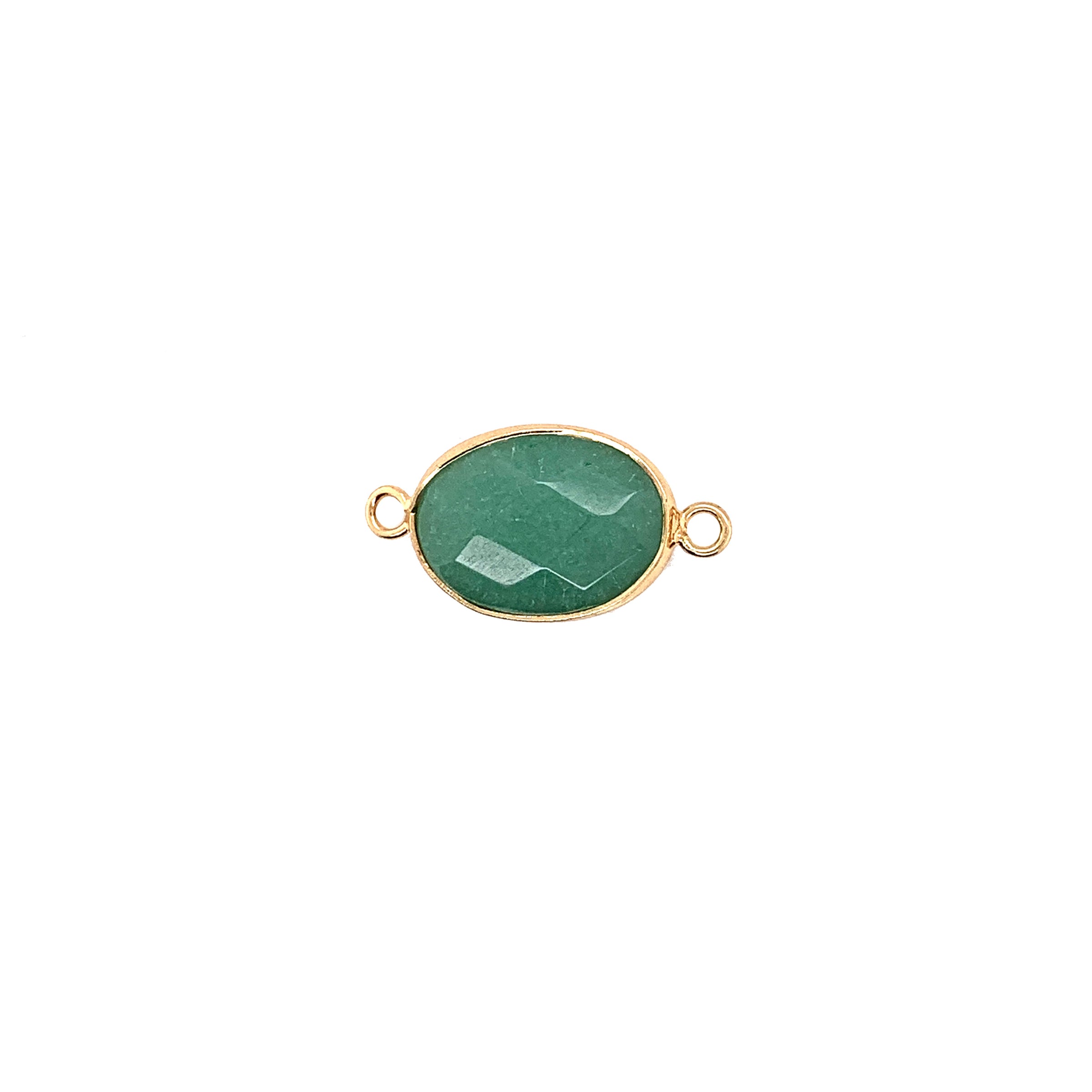 3x18mm Green Aventurine Gemstone Connector - Gold Plated