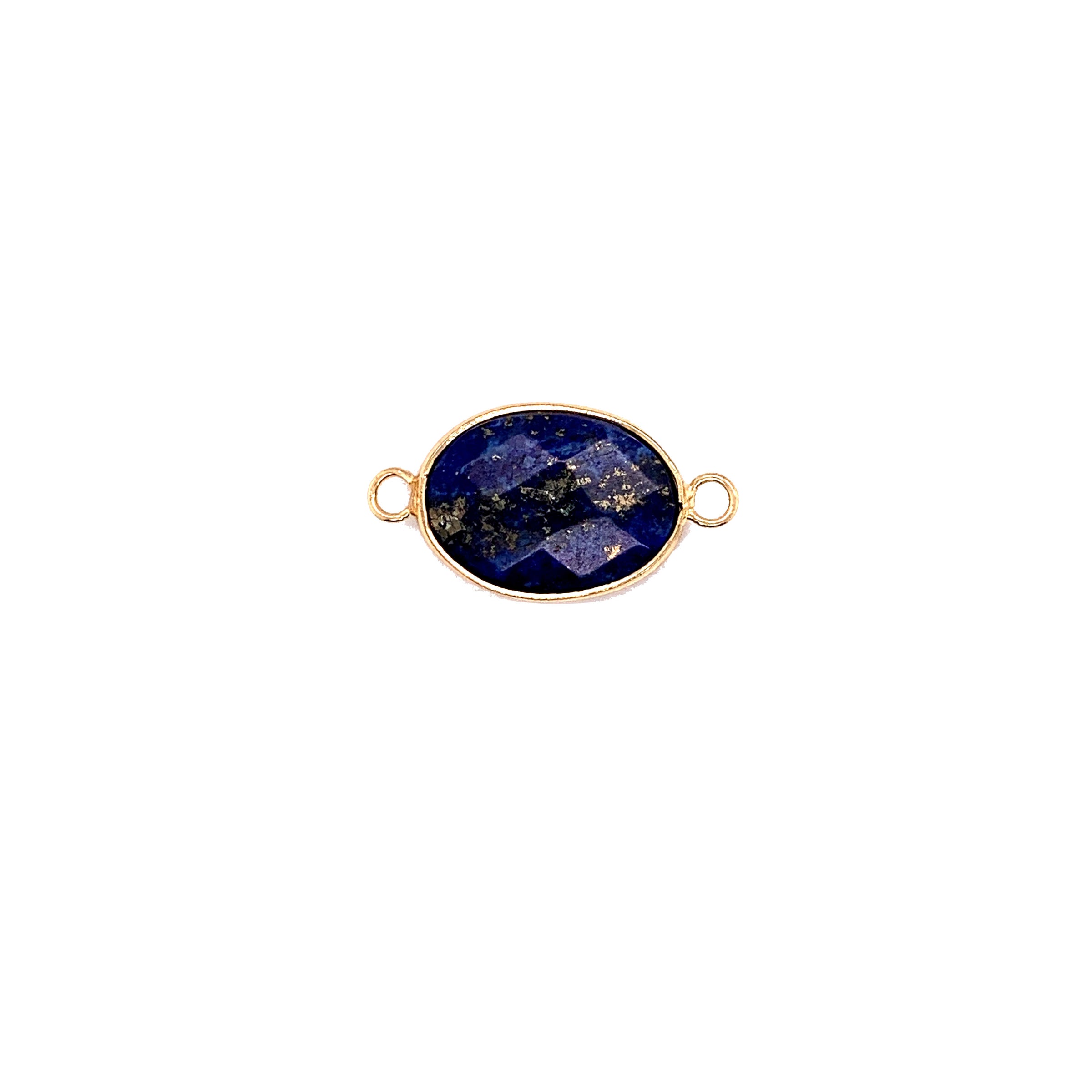 13x18mm Lapis Lazuli Gemstone Connector - Gold Plated