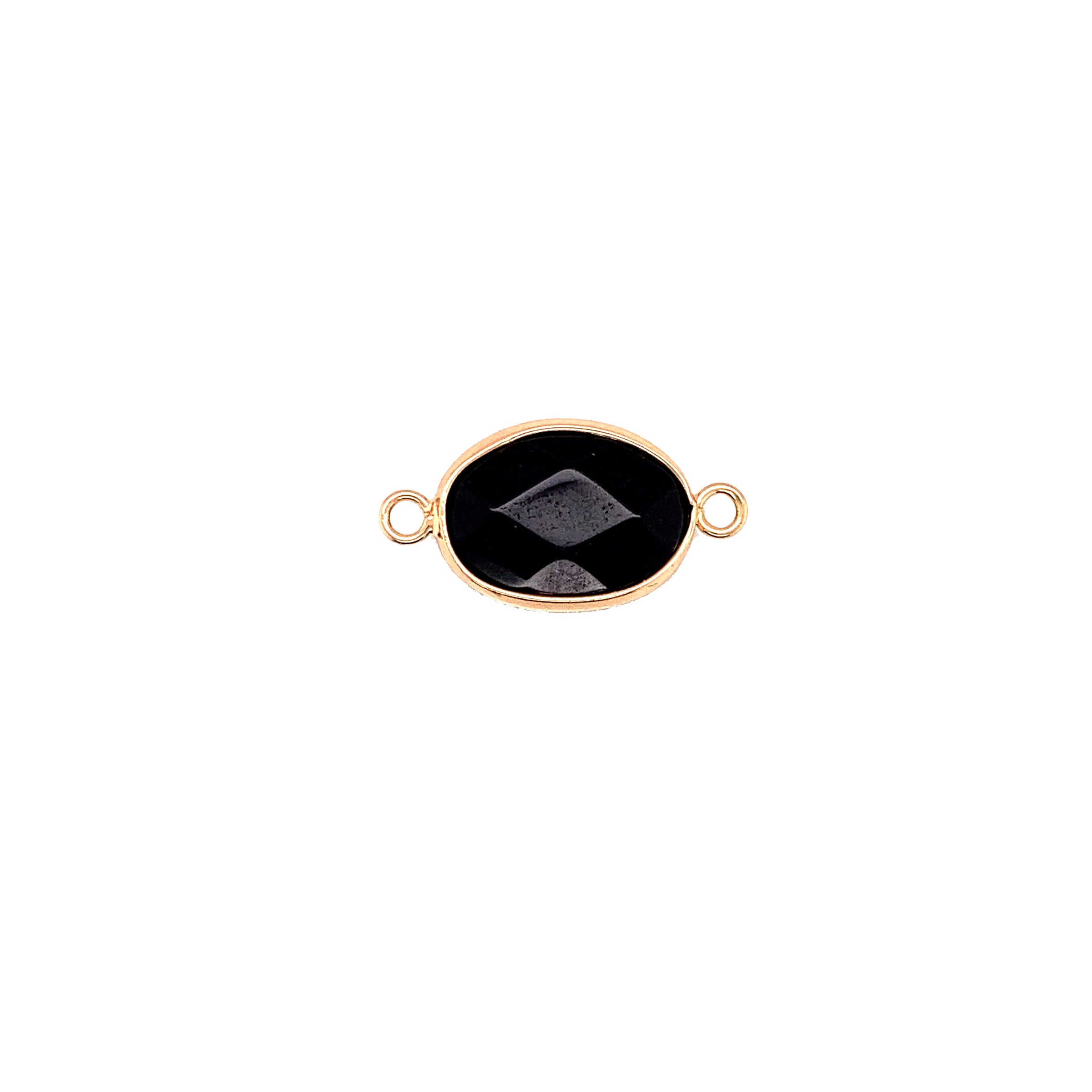 13x18mm Black Onyx Gemstone Connector - Gold Plated