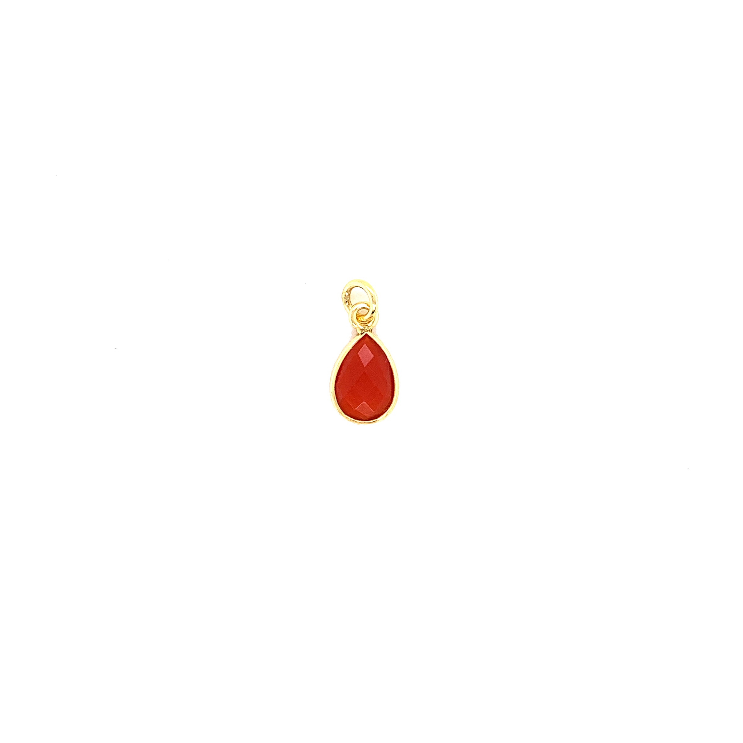 Teardrop Carnelian (Red) Pendant - Gold Plated